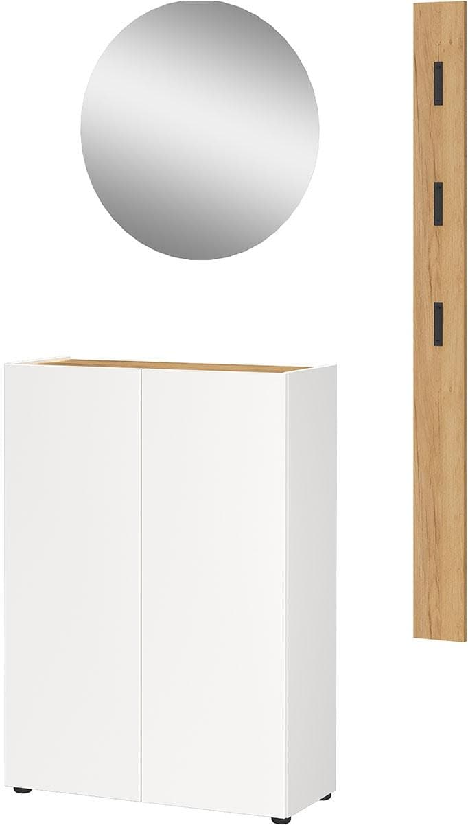 Garderoben-Set GERMANIA Alviano Weiß mit Spiegel und Haken