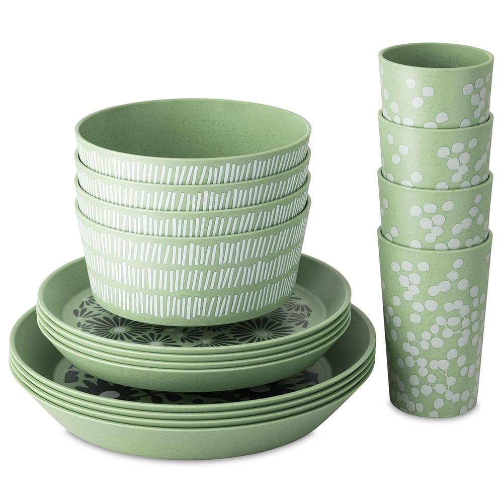 KOZIOL BLOMSTER Geschirr-Set 16-teilig Grün Kunststoff