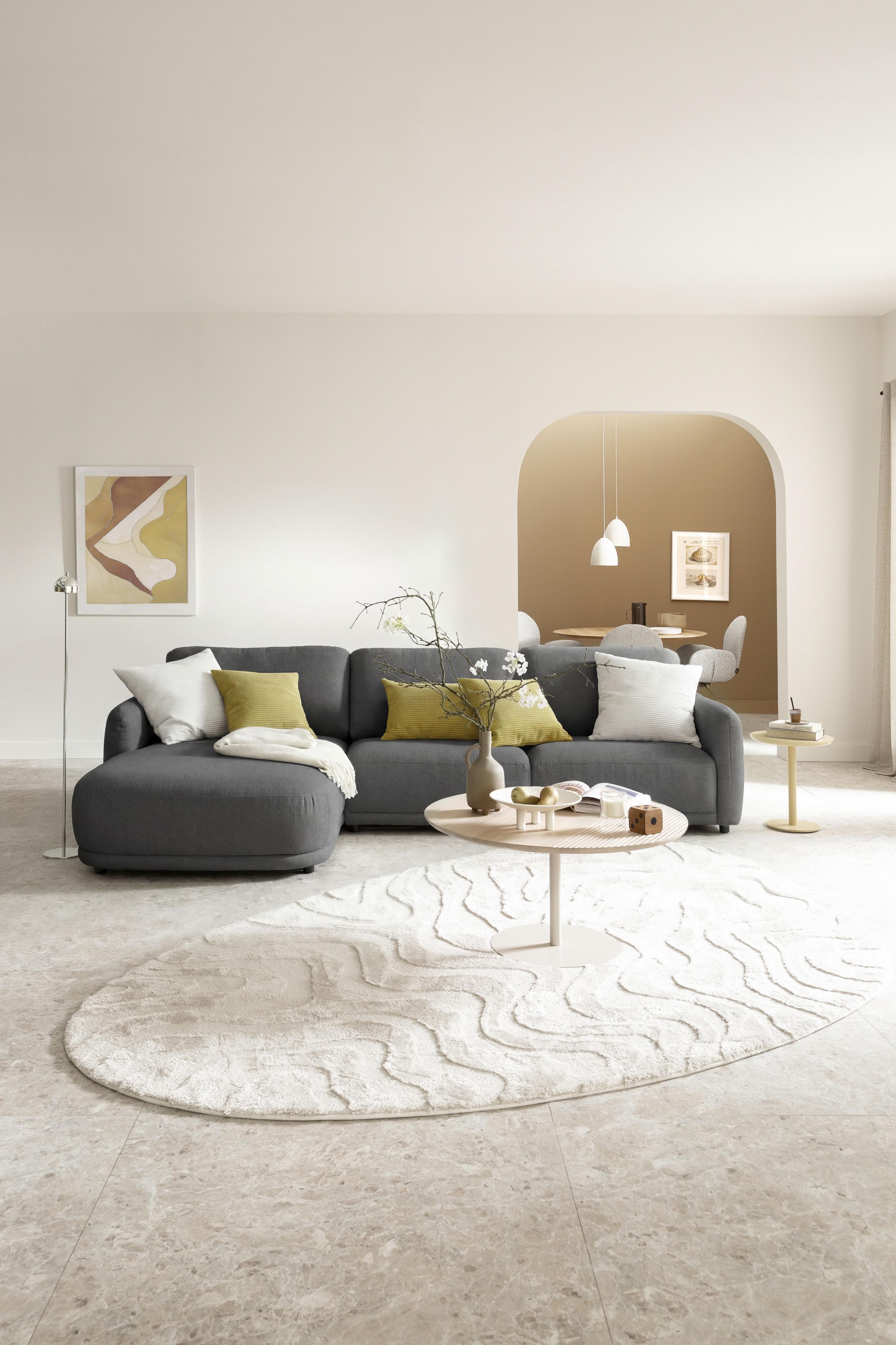 SCHÖNER WOHNEN Ecksofa Wonder Anthrazit Organische Form