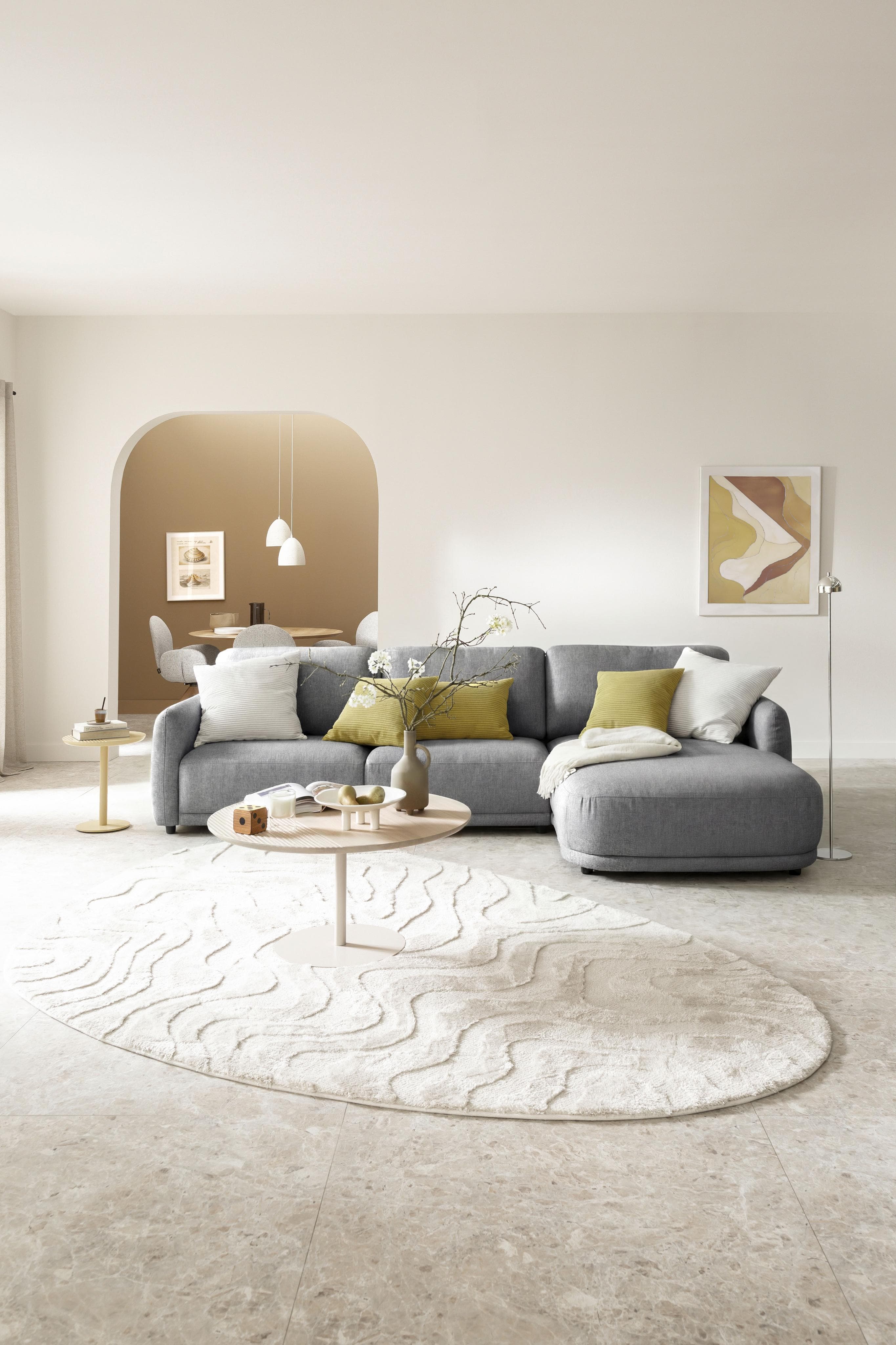 SCHÖNER WOHNEN Ecksofa Wonder Grau Organische Form