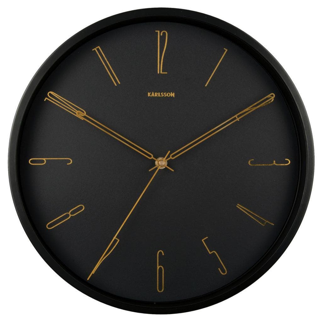 Karlsson Wanduhr Belle Schwarz Gold Metall