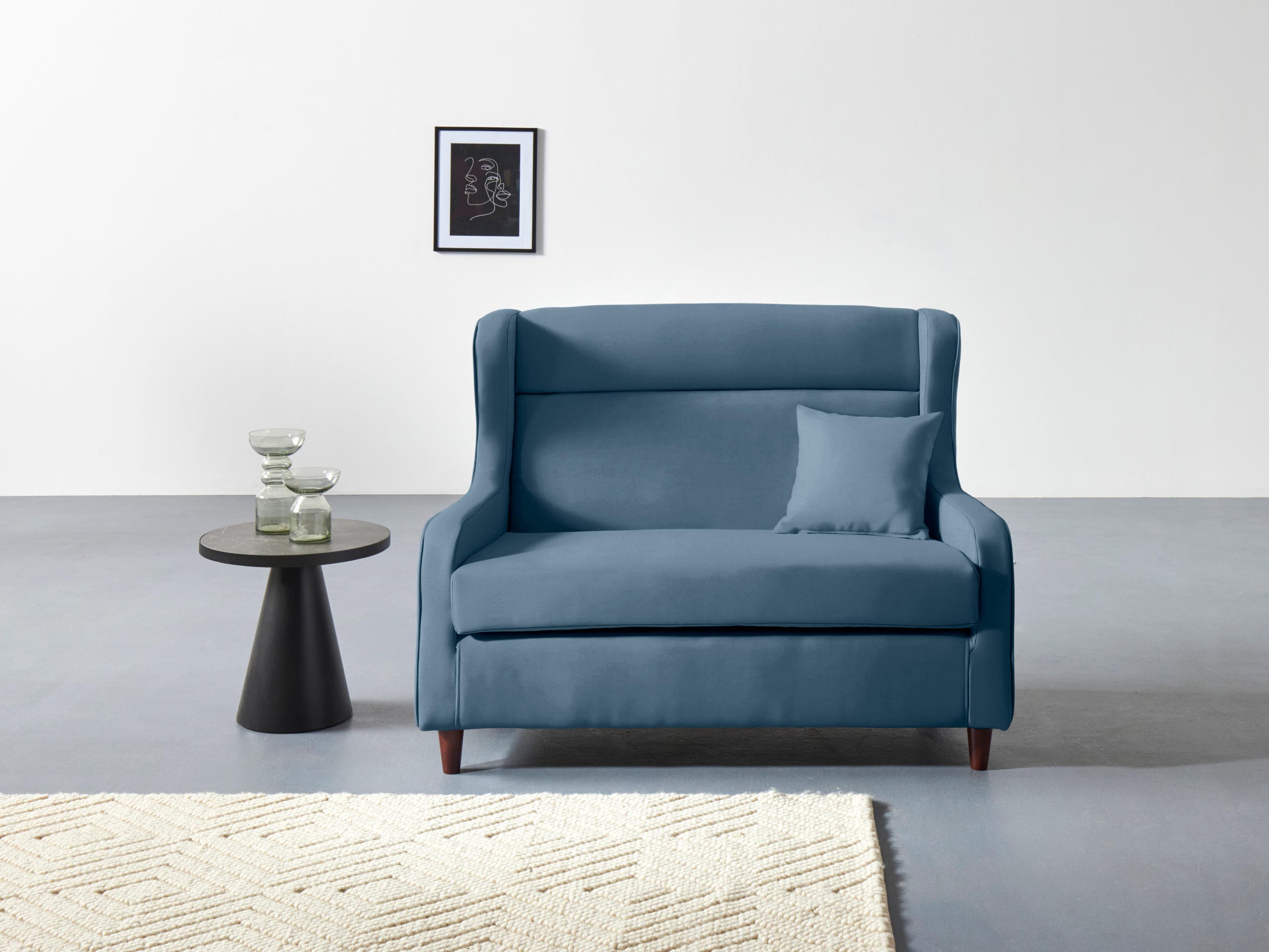 Ohrensessel COLLECTION AB Mike Blau mit Zierkissen
