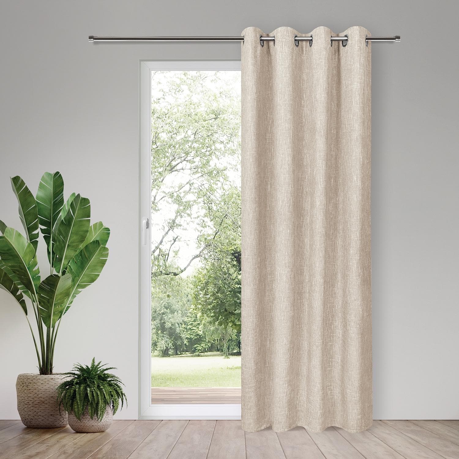 GERSTER Vorhang Karima Grau 145x245 cm Polyester Ösenschal