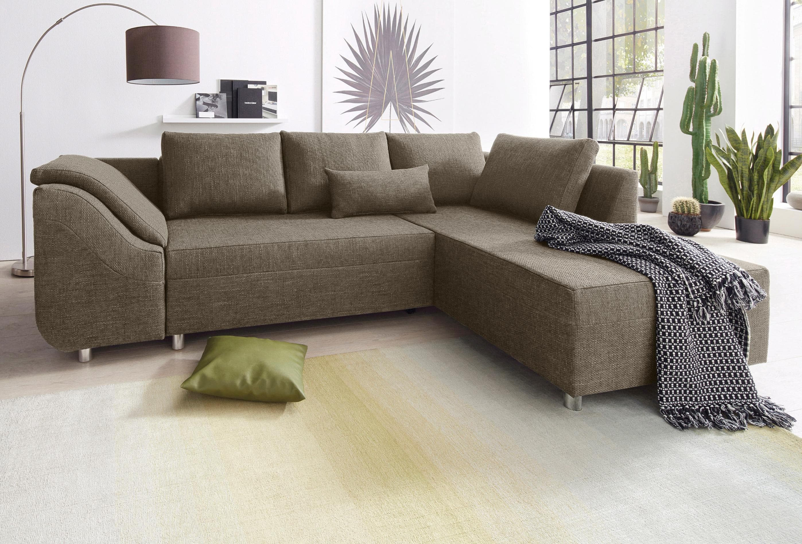 Ecksofa COLLECTION AB Sally L-Form Grau-Braun