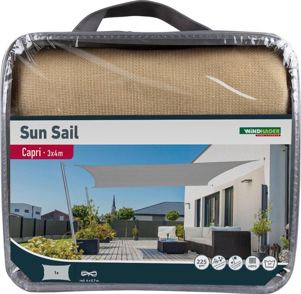 Windhager Sonnensegel Capri Rechteck Champagner Polyethylen