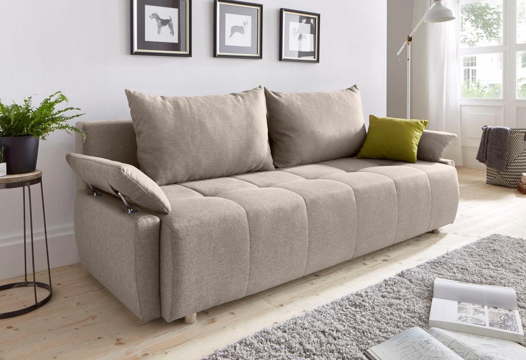 Collection AB Schlafsofa 3-Sitzer Funtastic Beige mit Schlaffunktion