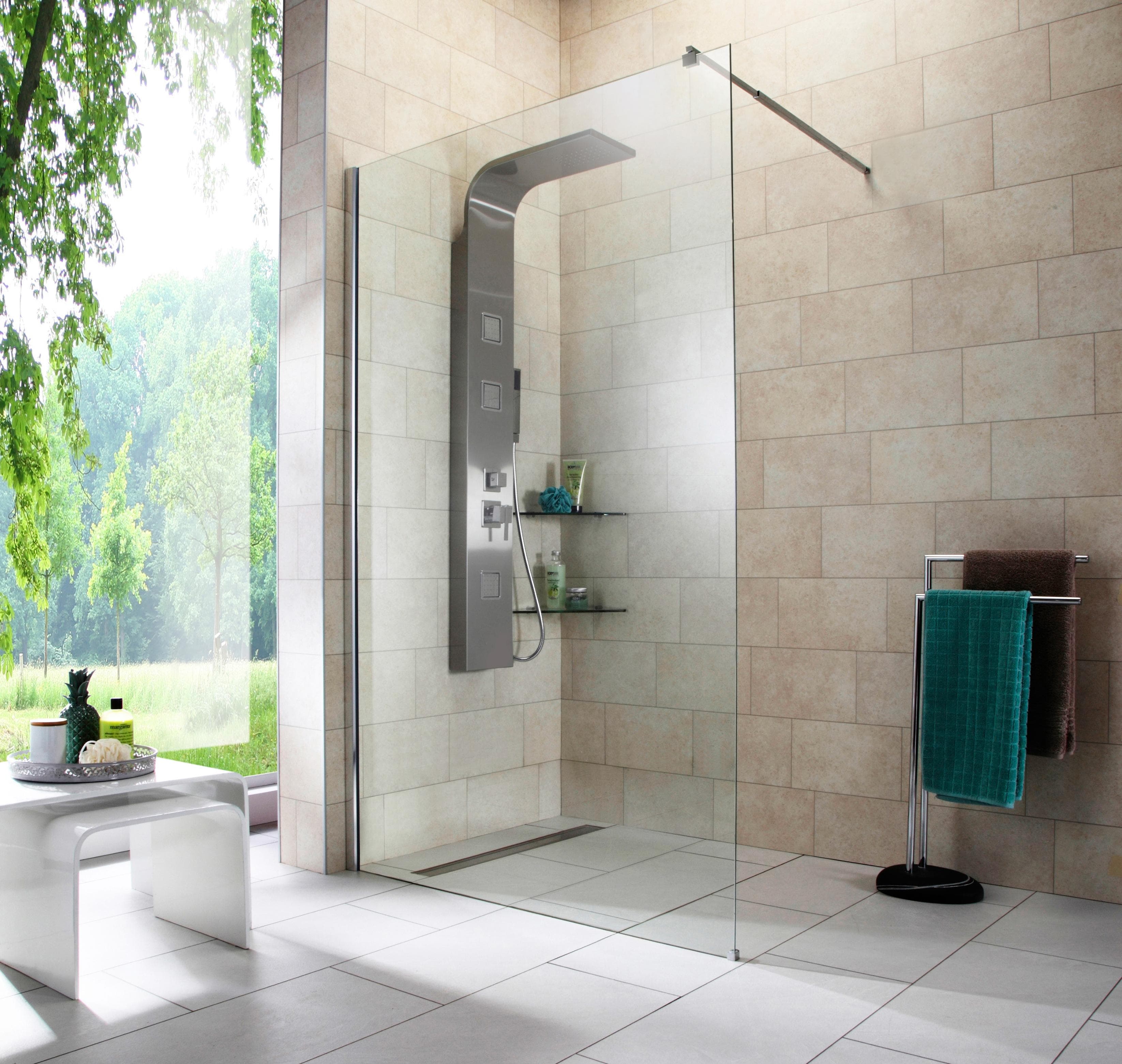 Welltime Walk-in-Dusche Tropea light Chromfarben Glas