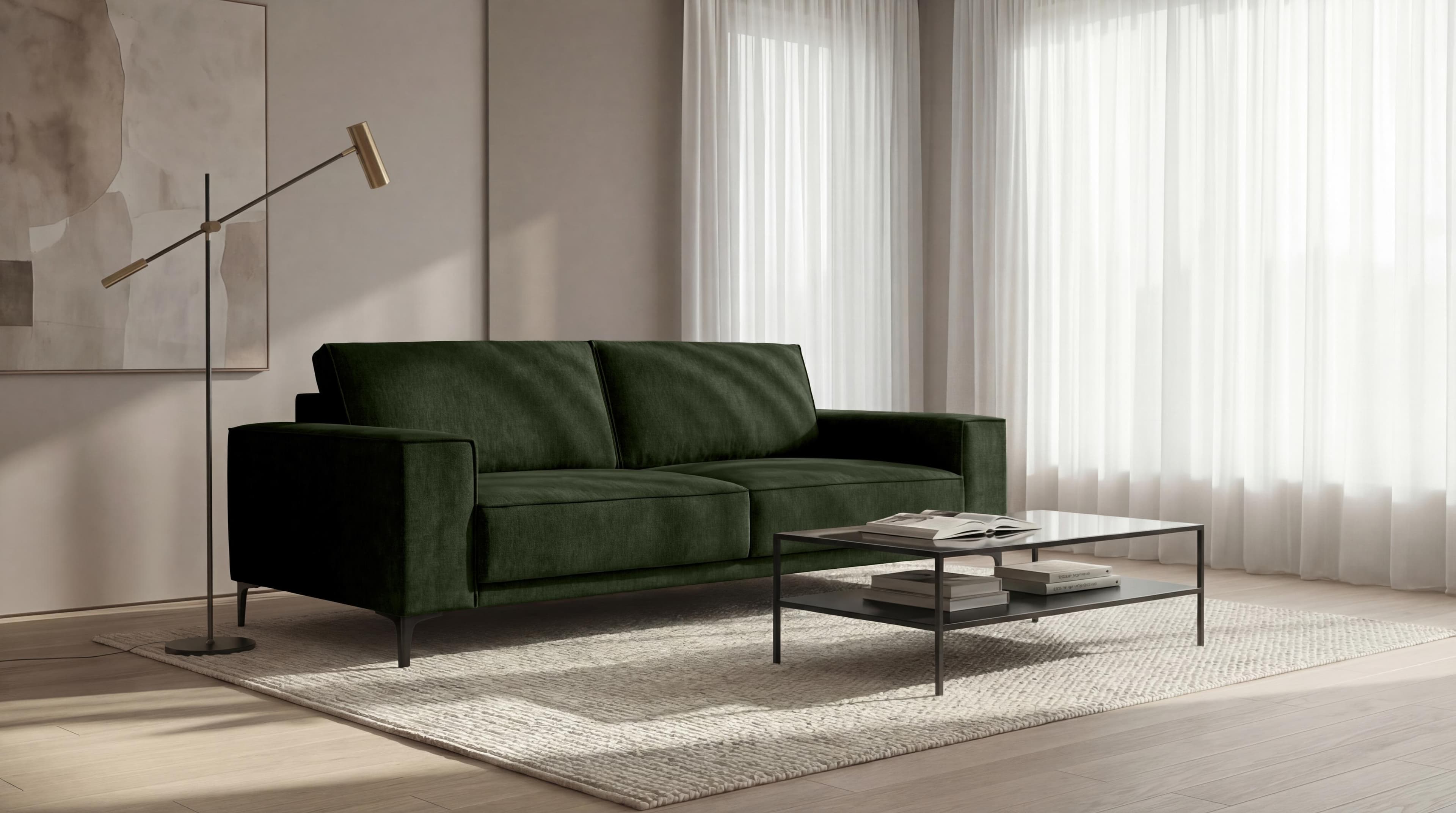 OTTO HOME OLAND 3-Sitzer Sofa Grün Skandi-Design Bouclé