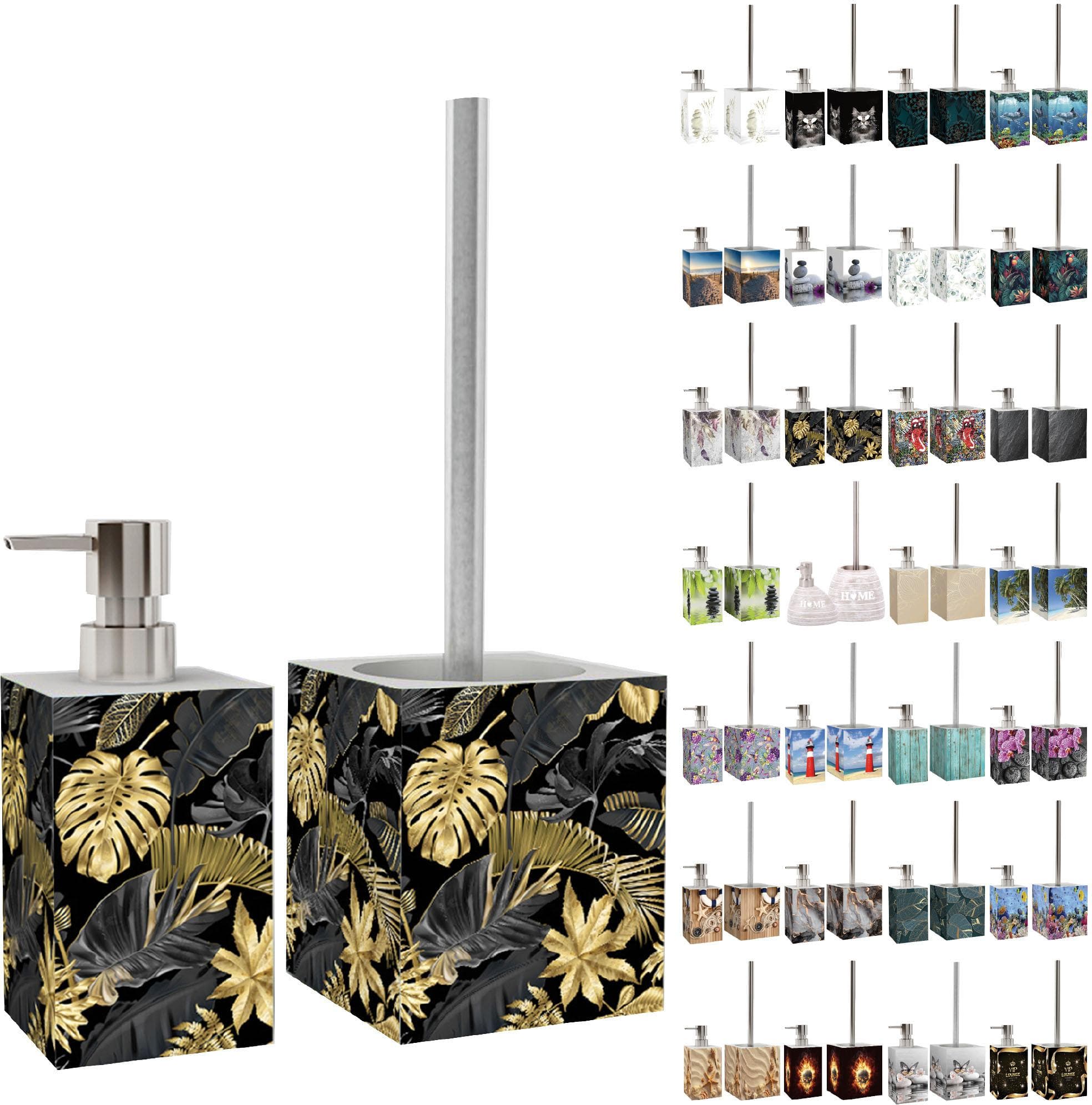 SANILO Badaccessoire-Set Schwarz/Gold Polyresin 2-tlg.