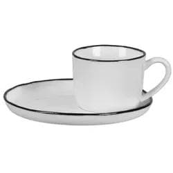 Broste Copenhagen Salt Tasse mit Untertasse Weiß/Schwarz