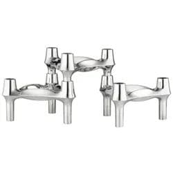 STOFF Nagel BMF Kerzenhalter 3er-Set Chrom Vintage Design