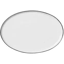 Broste Copenhagen Servierplatte Salt Oval Weiß Schwarz