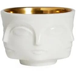 Jonathan Adler Muse D'Or Kerzenhalter Weiß/Gold Porzellan