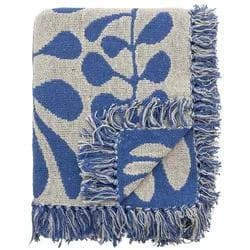 Bloomingville Decke Nevine Blau Creme Florales Muster 160x130 cm