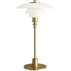 Louis Poulsen PH 2/1 Tischlampe Messing-Weiß Dreischirmsystem