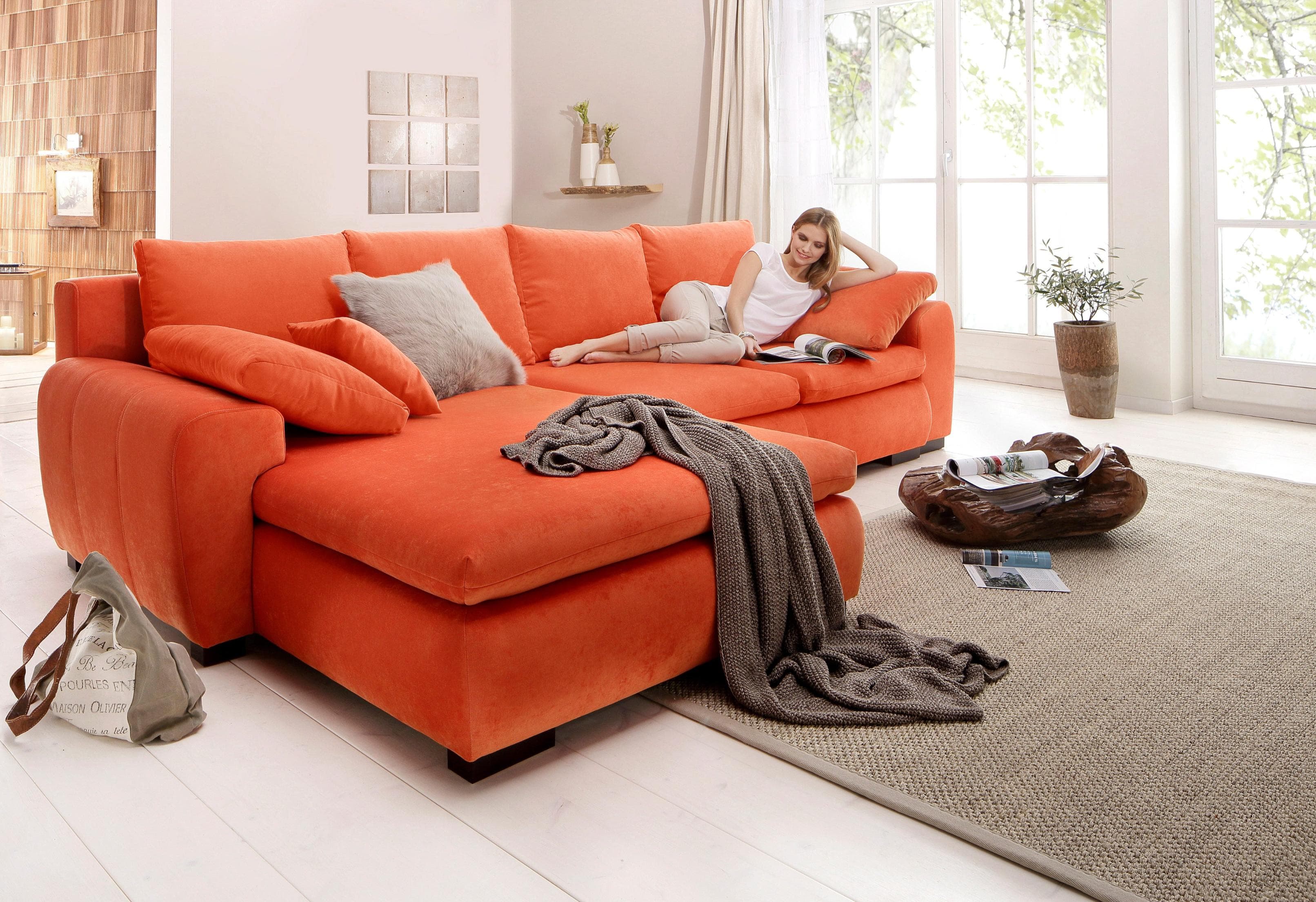 Home Affaire Ecksofa Cara Mia L-Form Orange Microfaser
