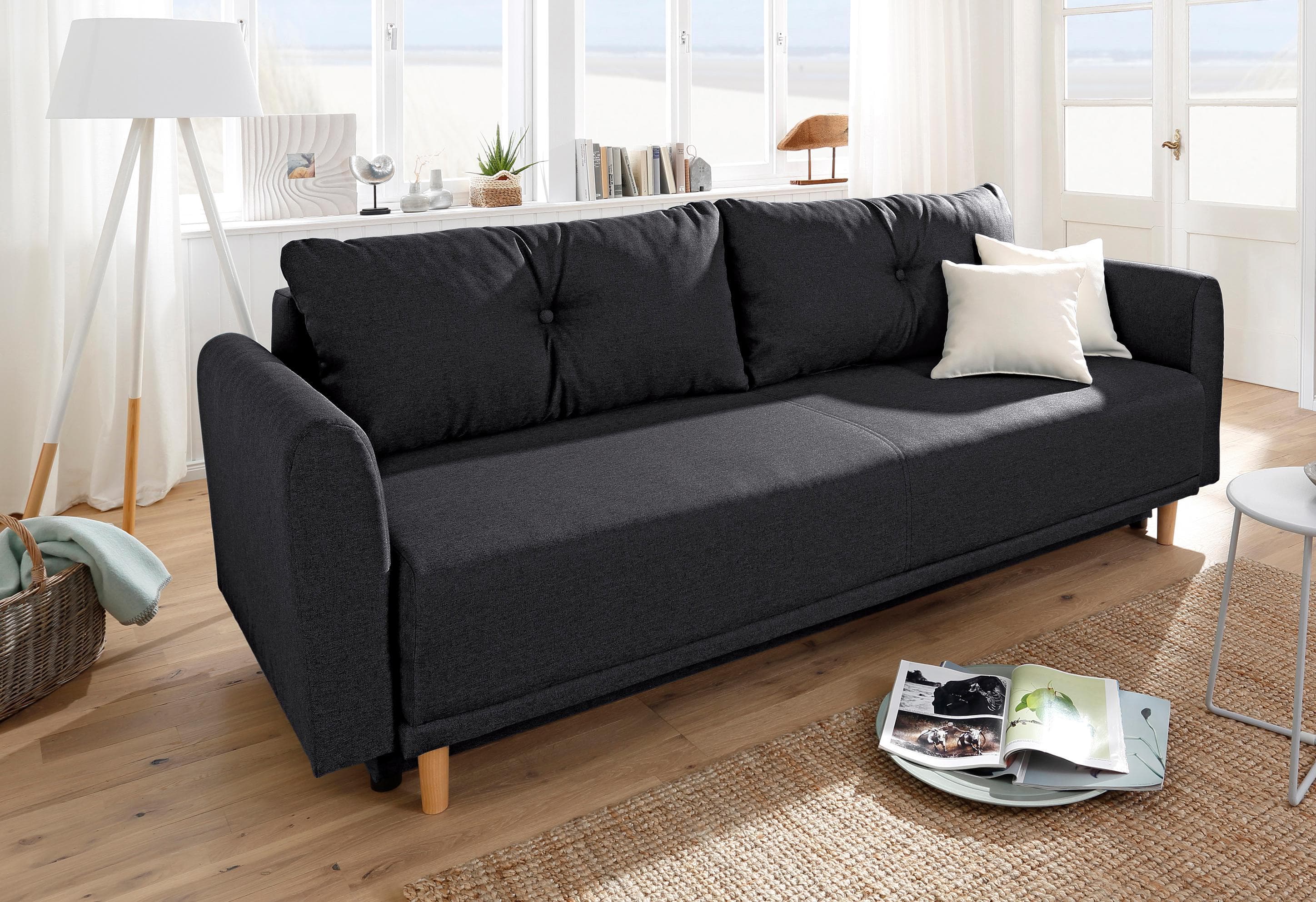 Home Affaire Schlafsofa Scandic Schwarz mit Bettkasten