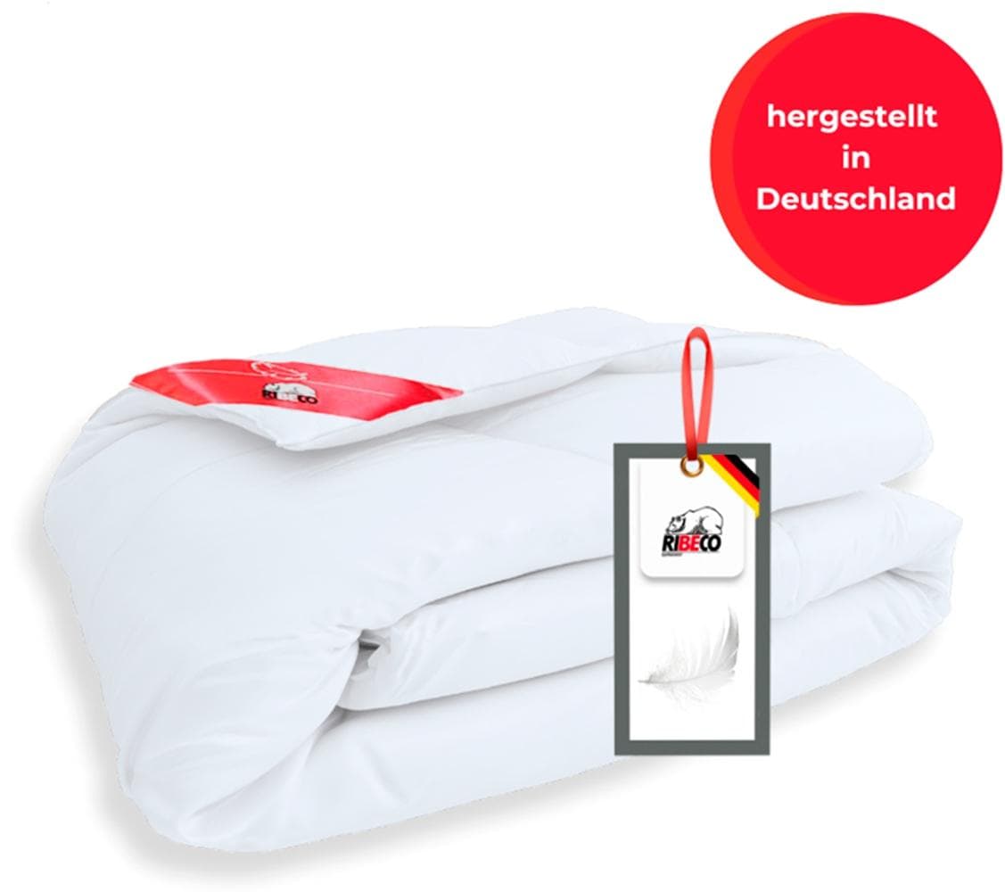 RIBECO Daunenbettdecke Johanna Weiß 100% Baumwolle
