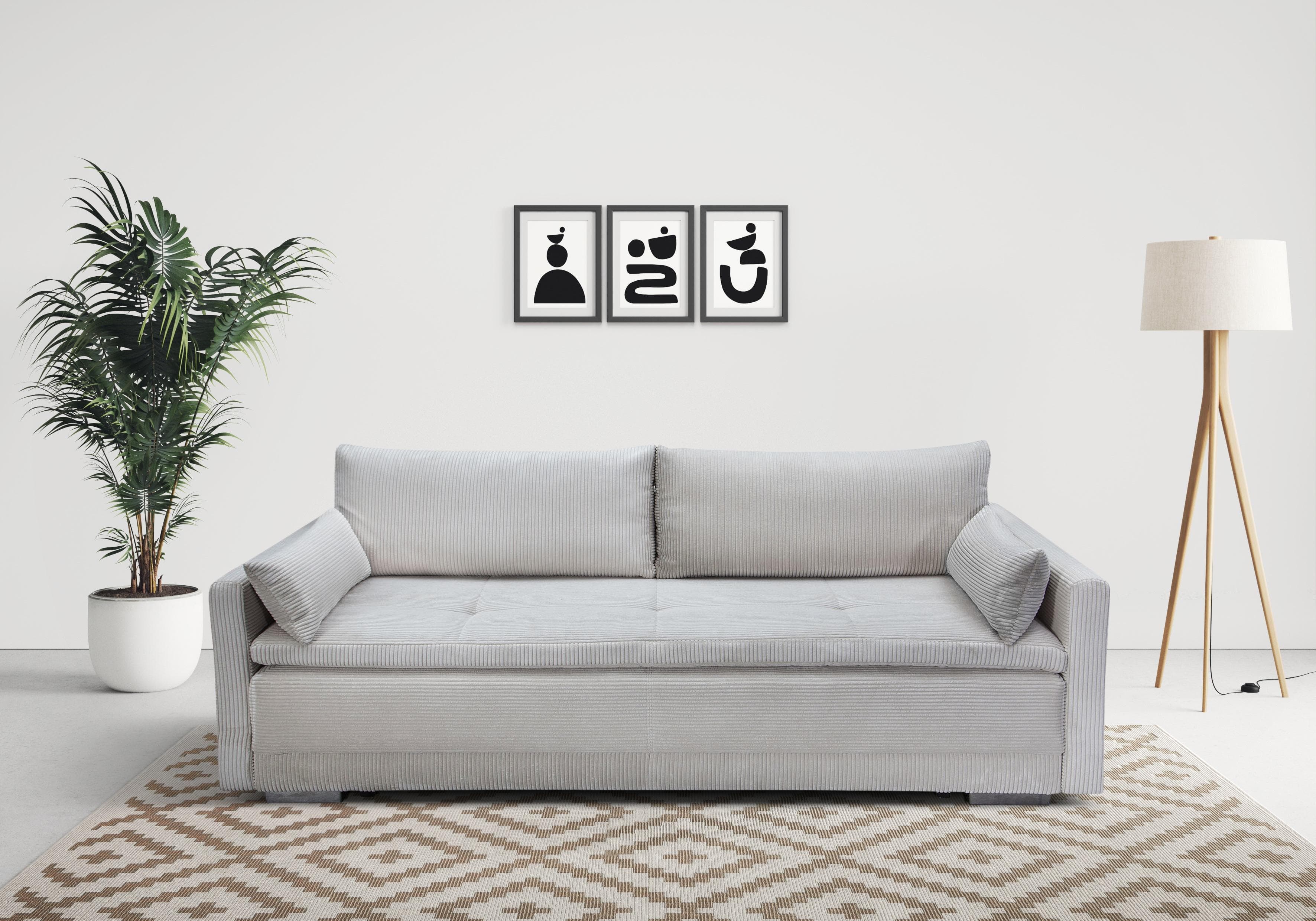 Schlafsofa HOME AFFAIRE Andrea Beige mit Boxspringaufbau und Bettkasten