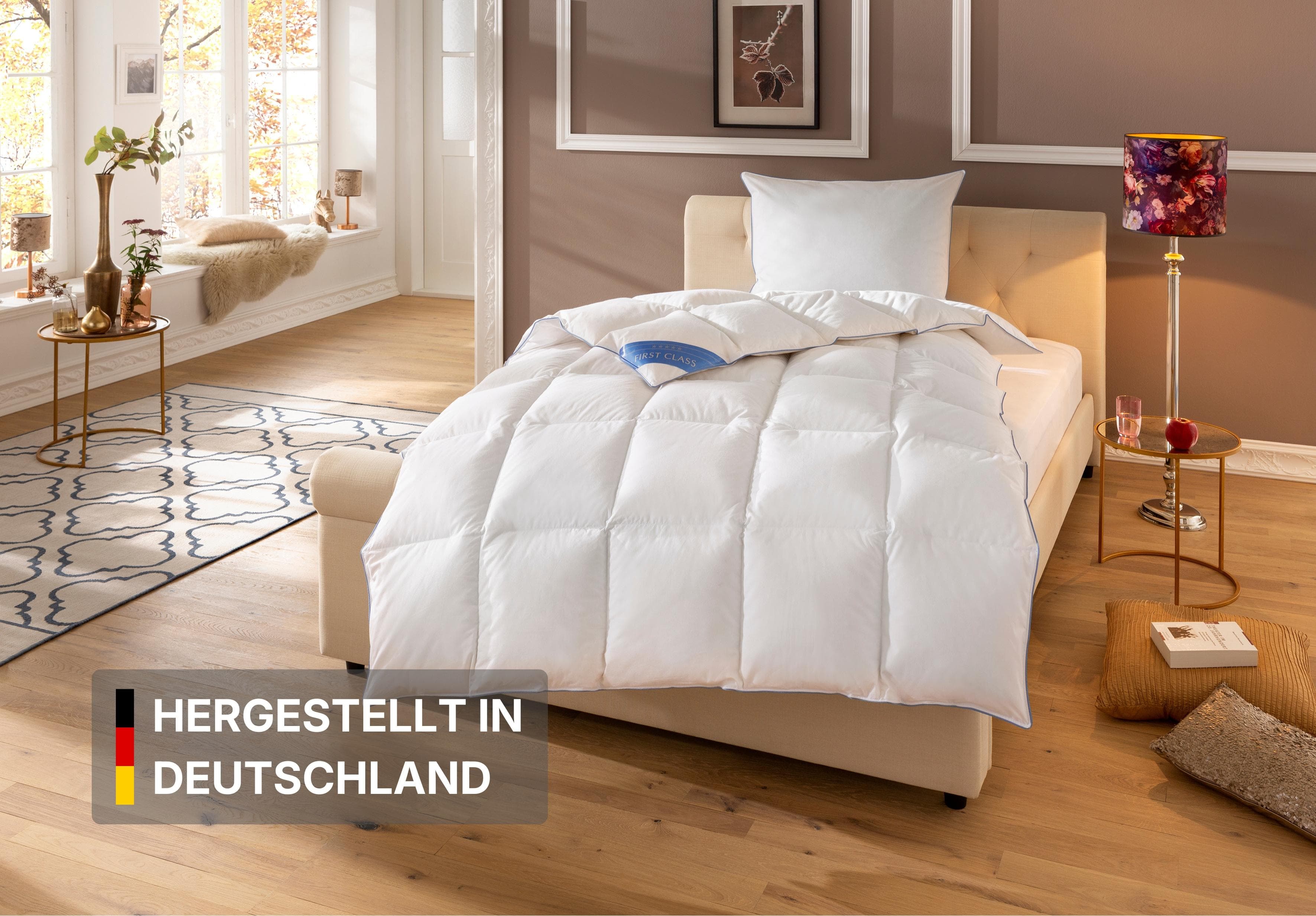 Hanse by Ribeco Daunenbettdecke + Federkissen Set Weiß Extrawarm