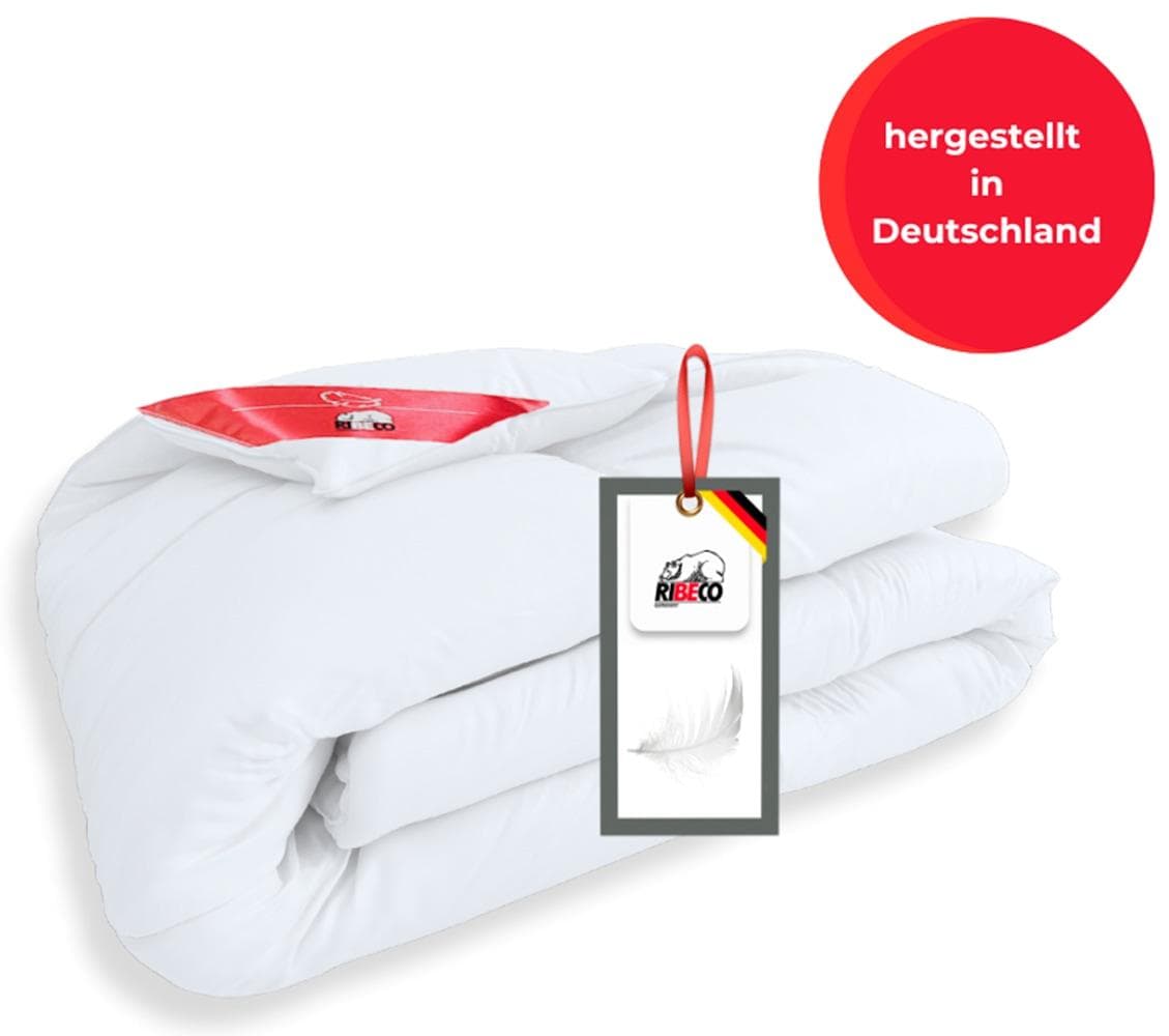RIBECO Daunenbettdecke Johanna Weiß 100% Baumwolle