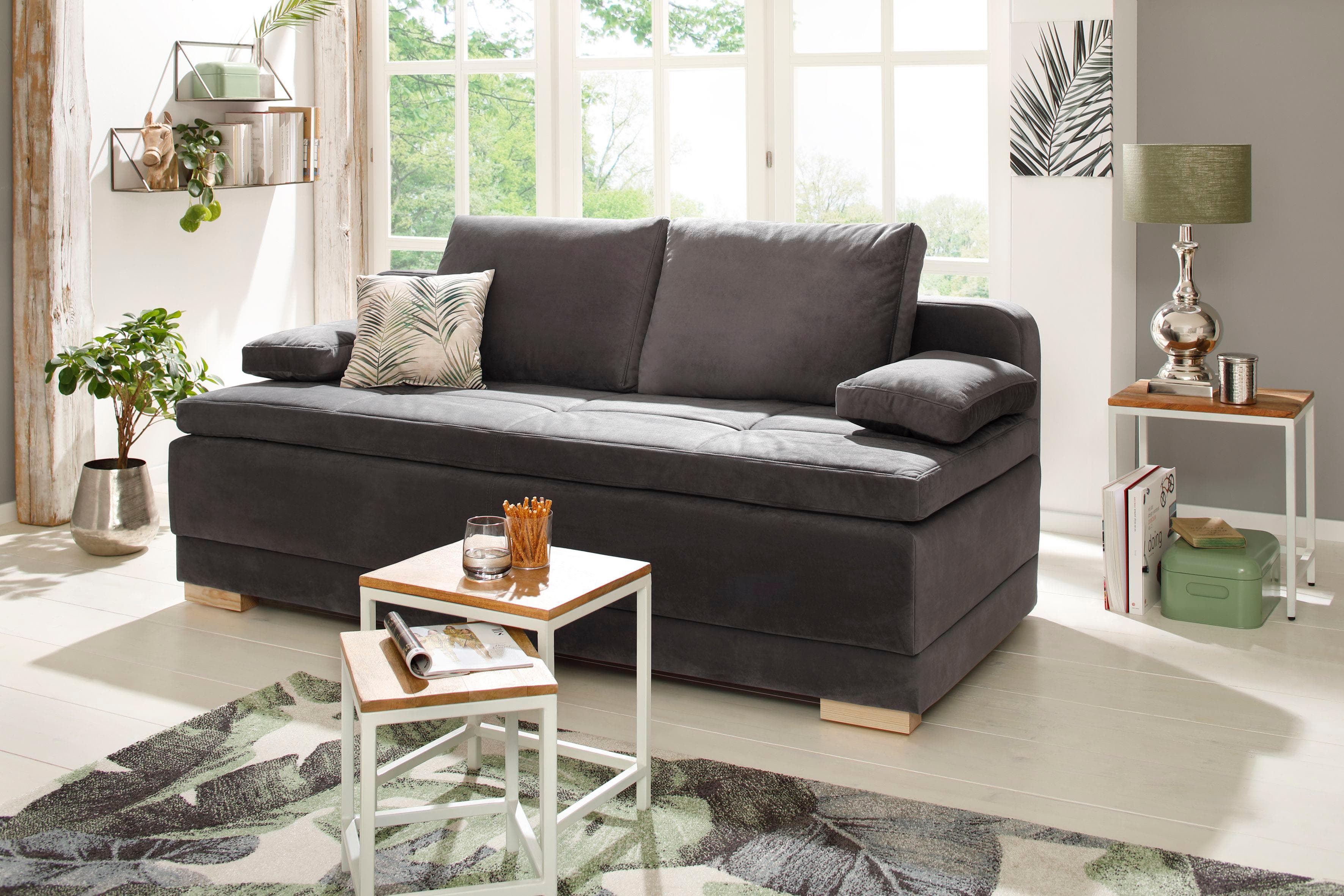 OTTO HOME Schlafsofa Berlin Grau Boxspringfederung Bettkasten