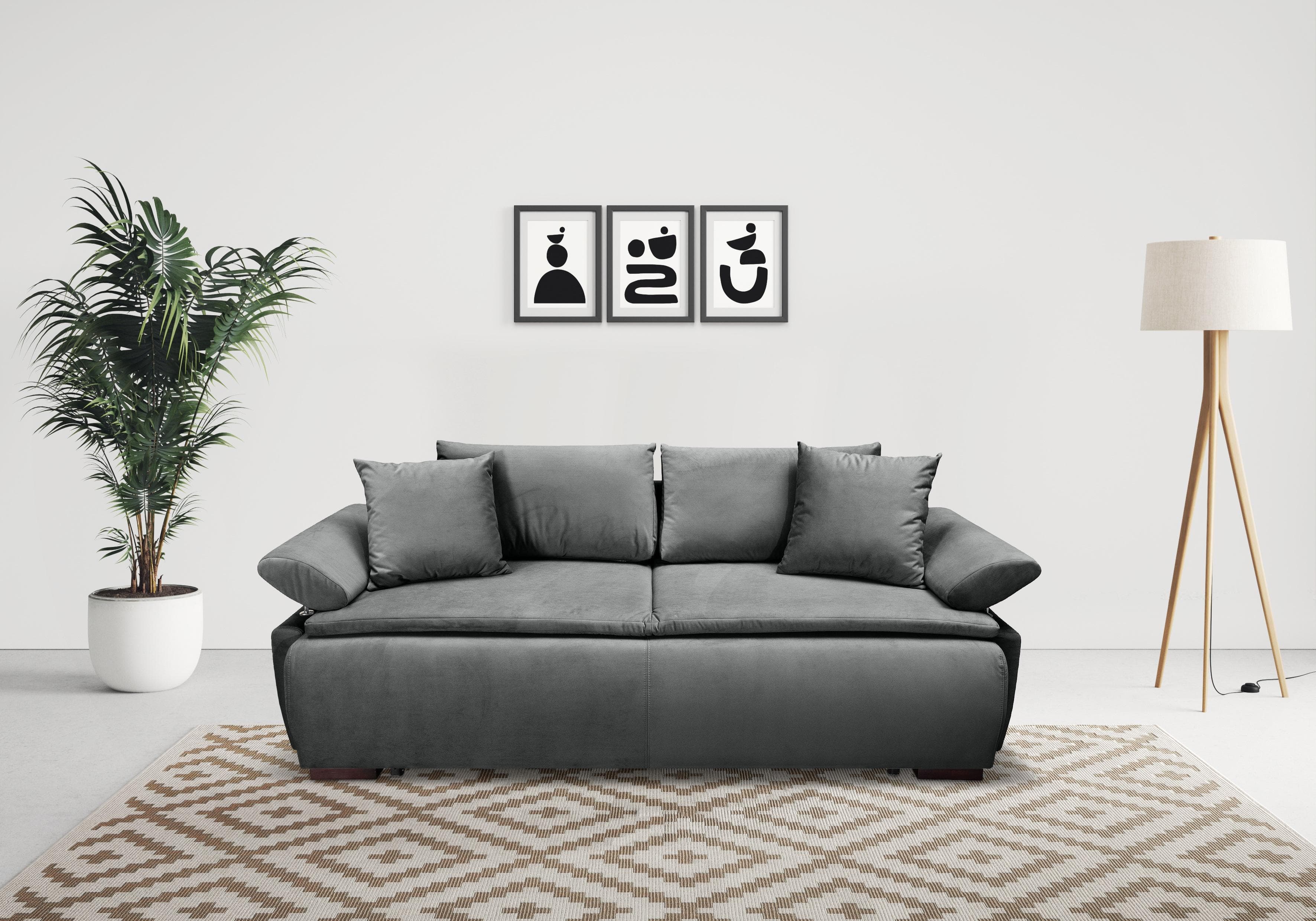 HOME AFFAIRE Schlafsofa Romeo Schwarz mit Bettkasten & Boxspring