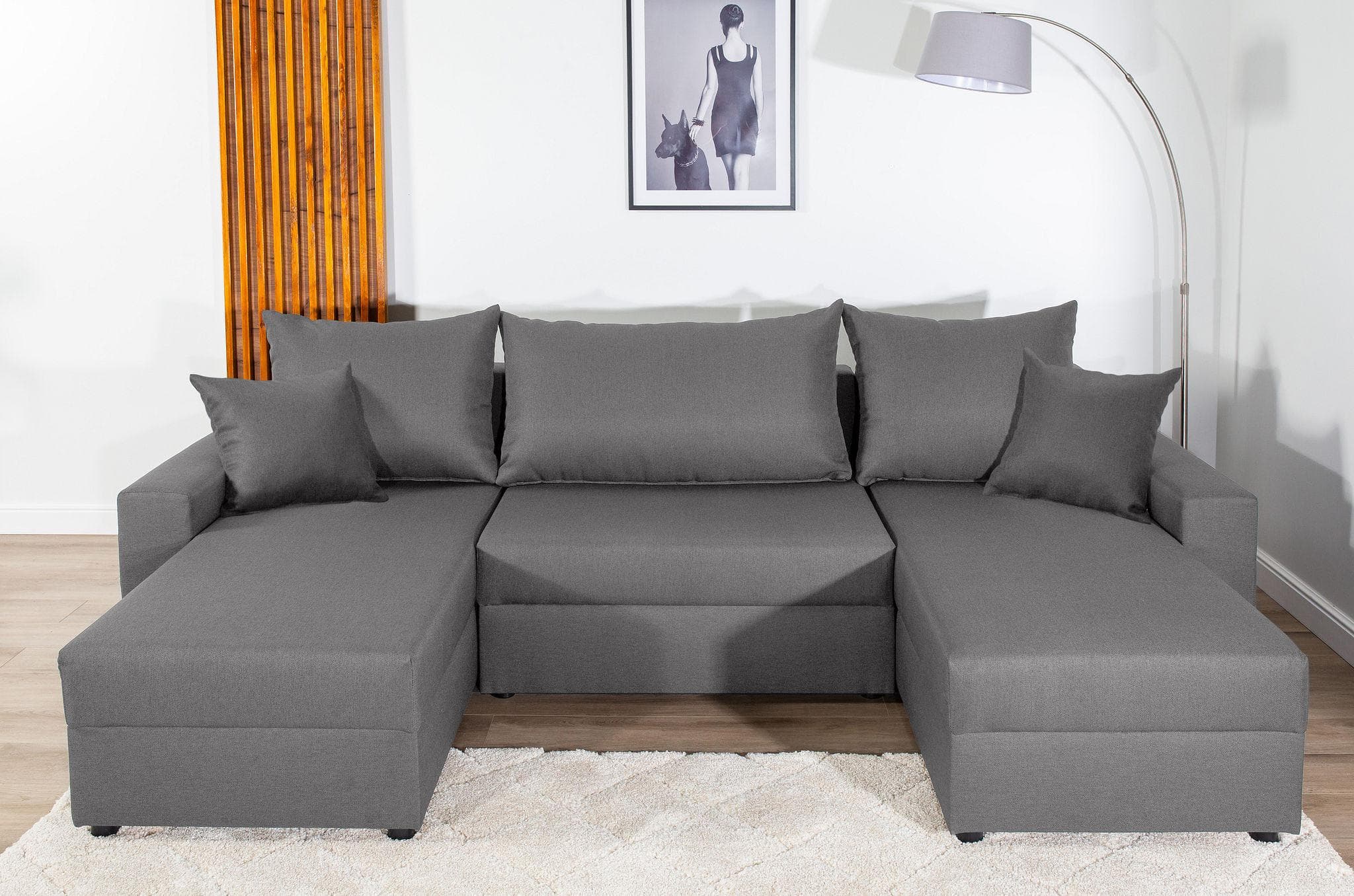 COLLECTION AB Wohnlandschaft Pico U-Form Hellgrau mit Bettfunktion