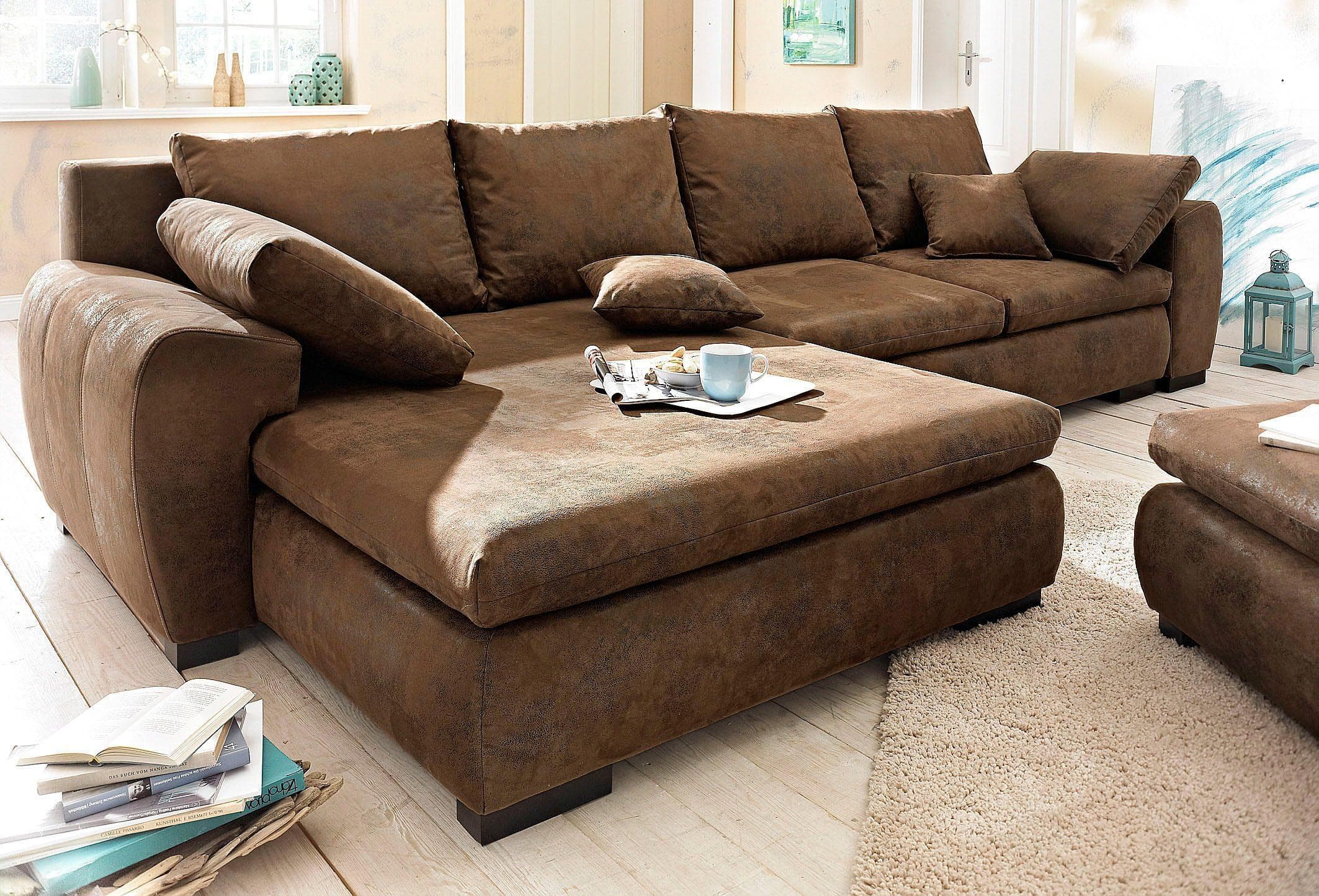 HOME AFFAIRE Cara Mia Ecksofa L-Form Braun Microfaser