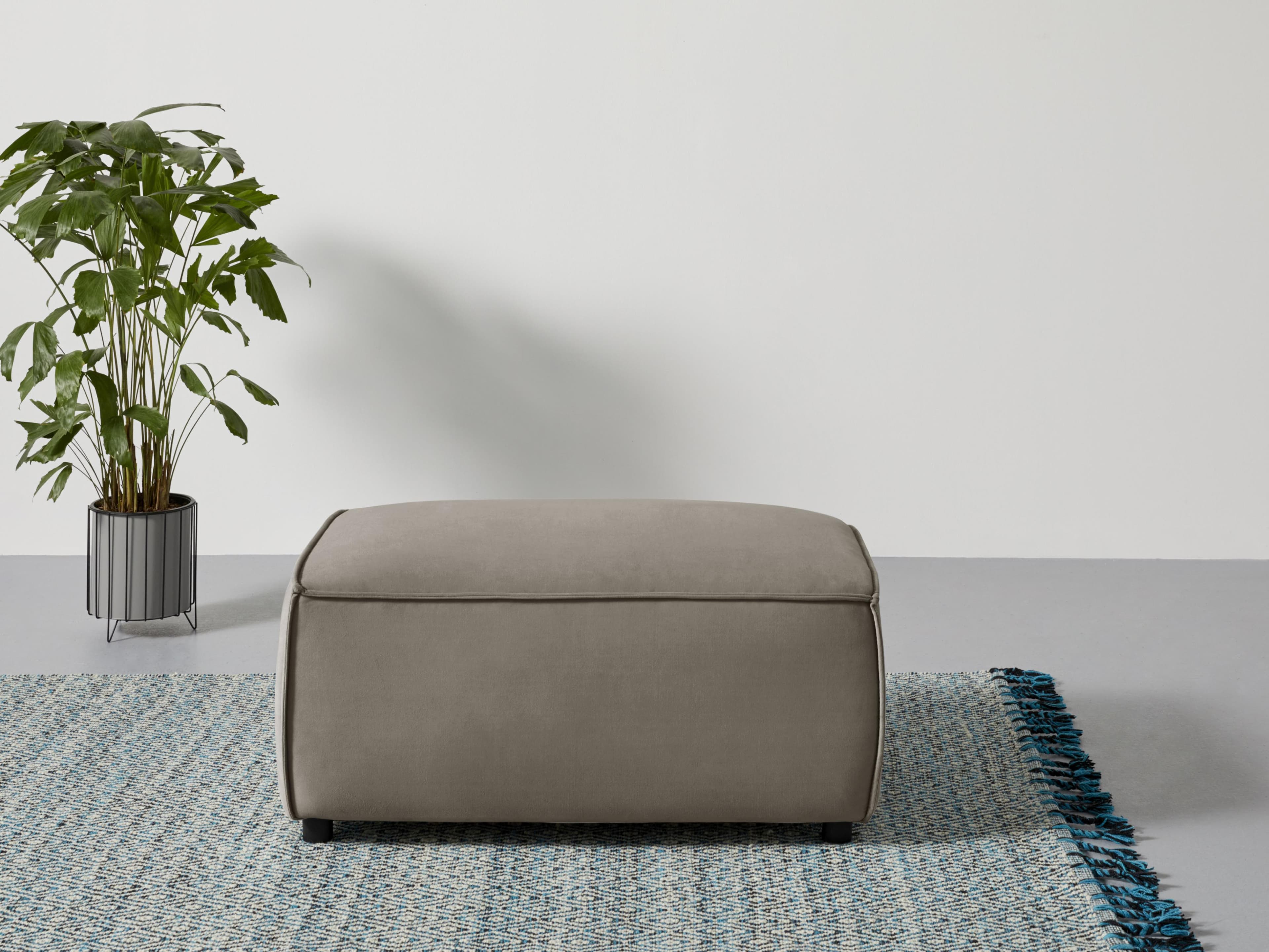 Home Affaire Polsterhocker Marva Taupe Samtvelours