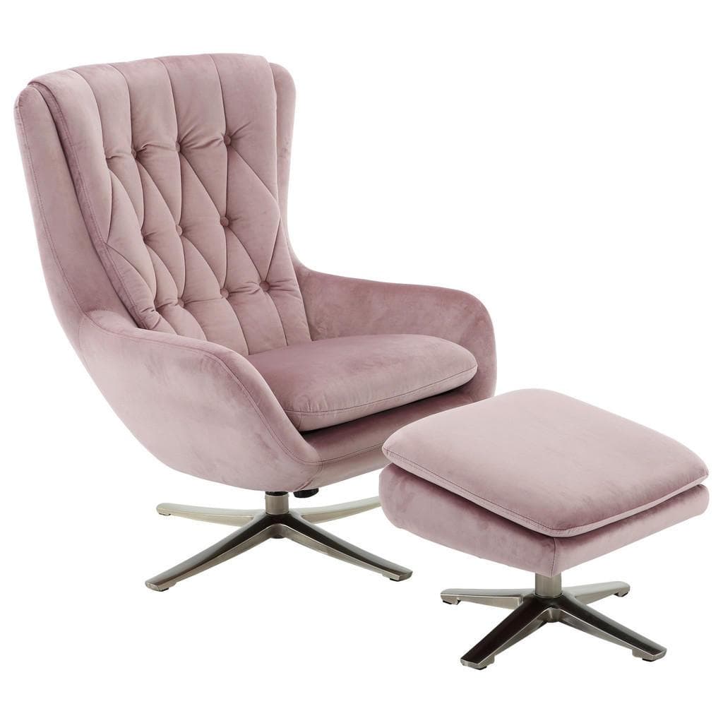 Carryhome Relaxsessel Rosa mit Hocker