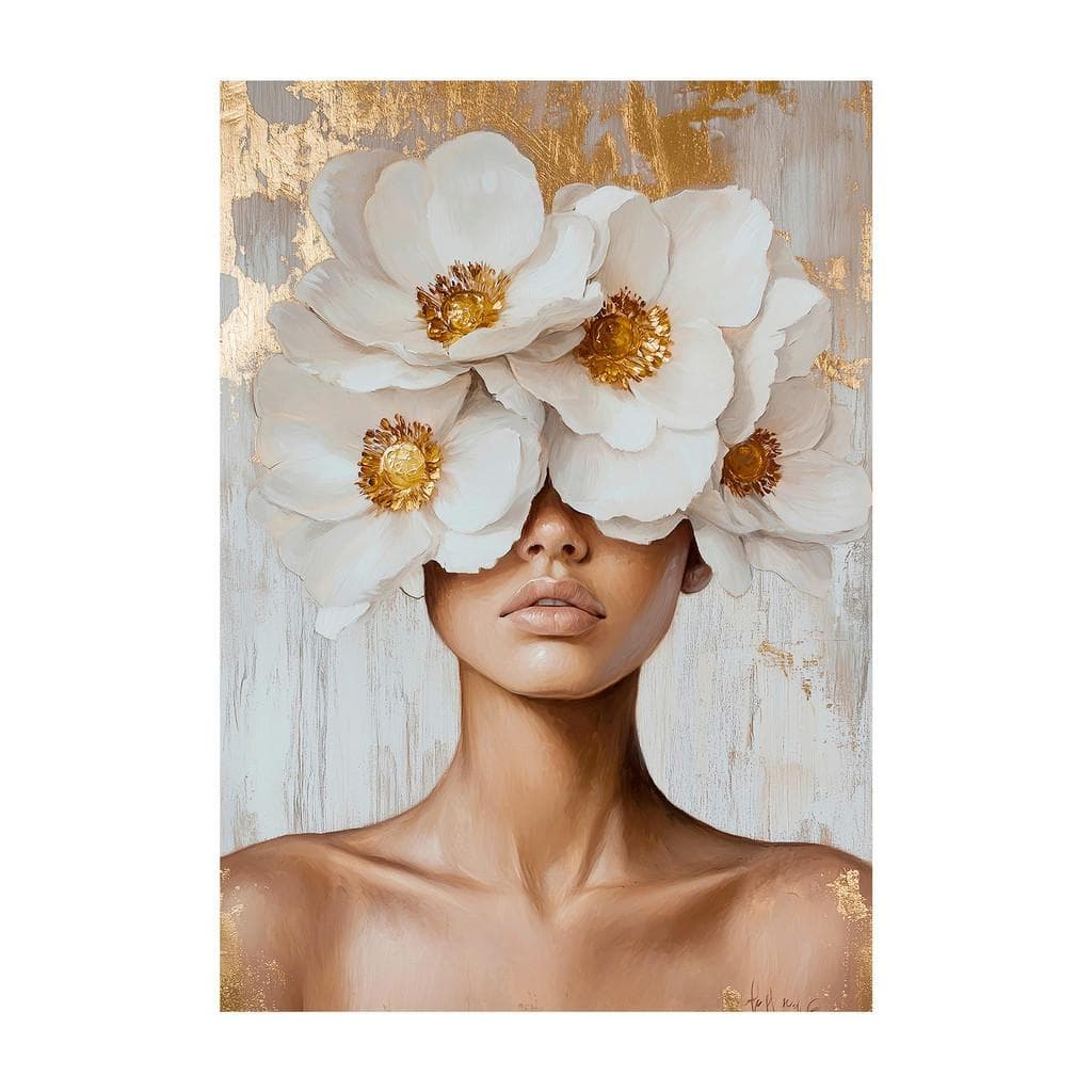 Leinwandbild Blumen Frauen 70x100 cm Bunt Holz Leinwand