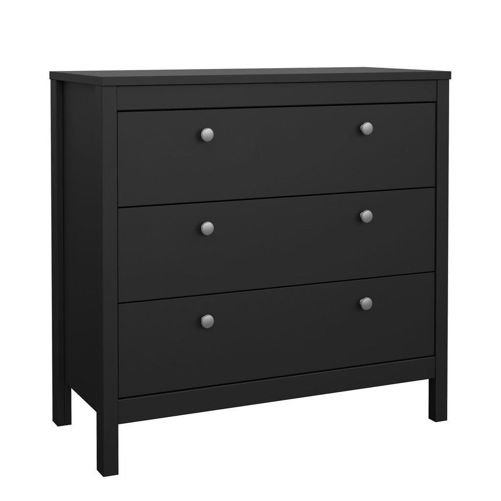 HOME AFFAIRE Kommode Madrid Schwarz Matt 3 Schubladen
