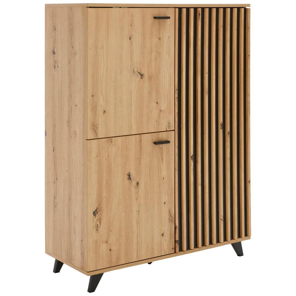 Mid.you Highboard Oslo Schwarz-Eiche Metall 5 Fächer