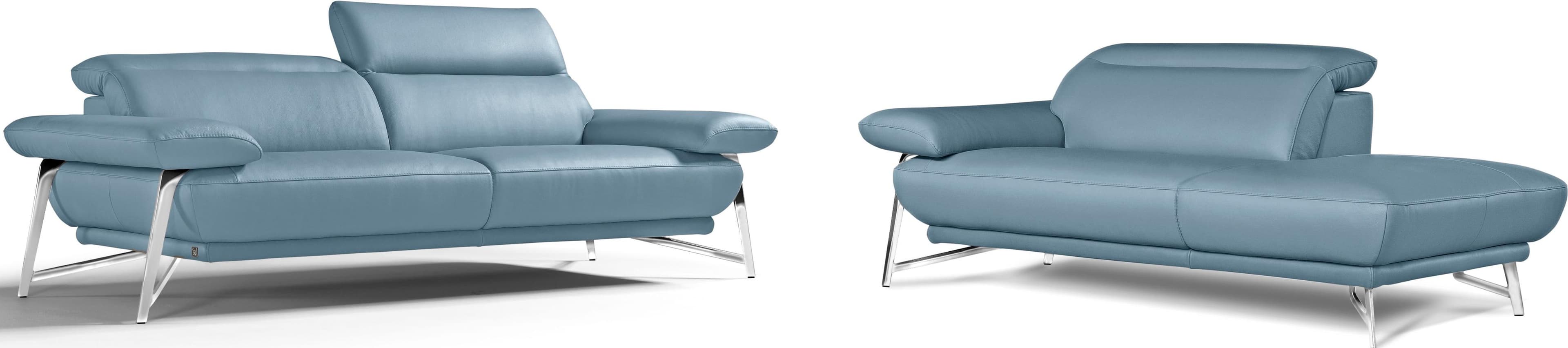 EGOITALIANO Anais Sofa Himmelblau Leder CAREZZA