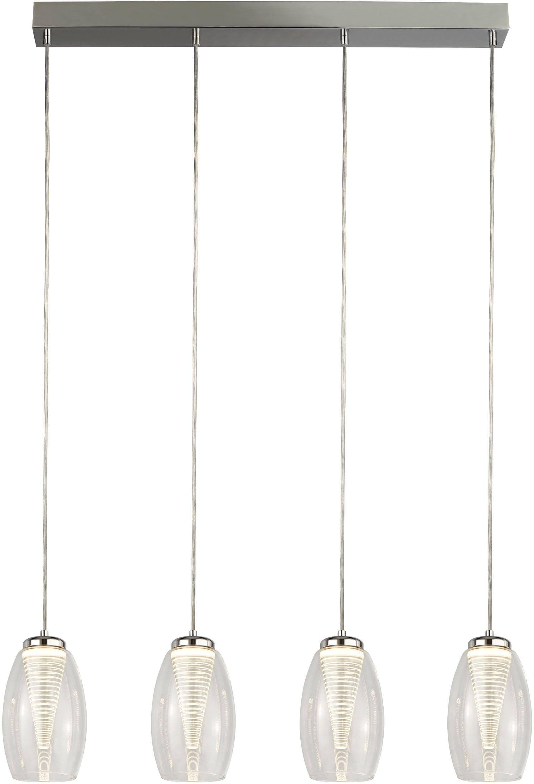 SEARCHLIGHT Pendelleuchte Cyclone 4Lt Bar-Anhänger Chrom Klarglas