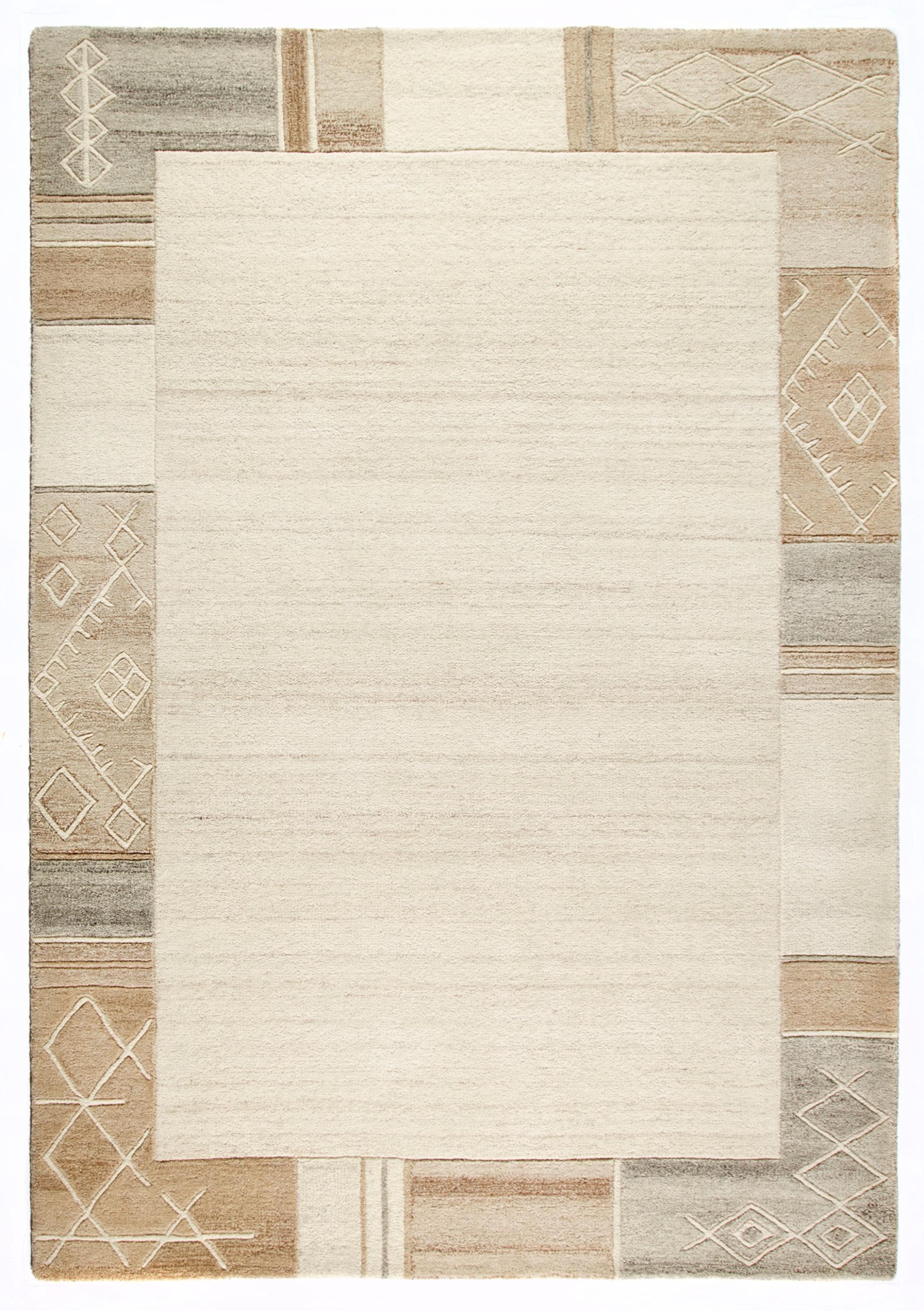 DEKOWE Wollteppich Valeria Beige Klassische Bordüre