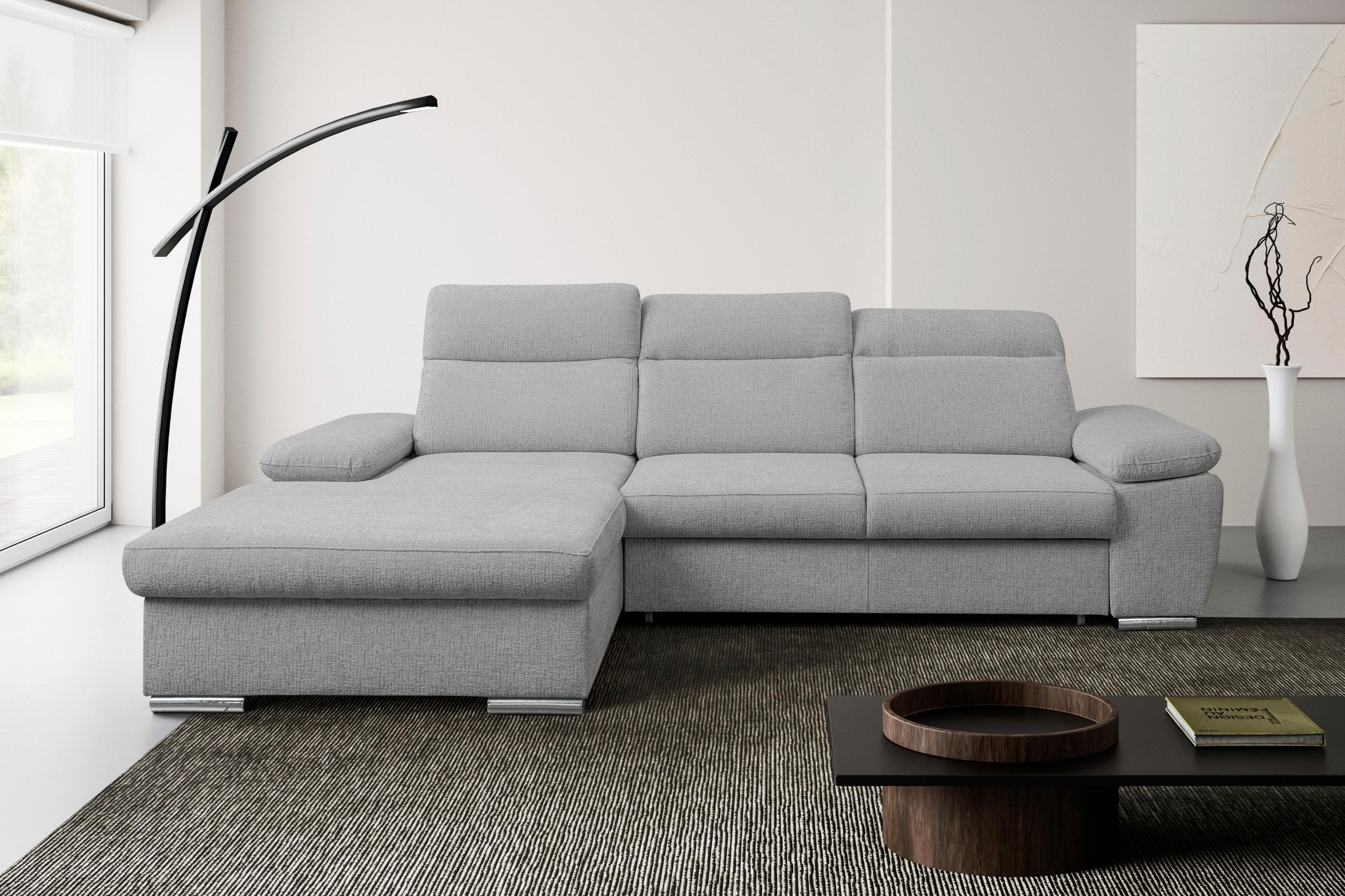 WERK2 Palma Ecksofa Grau L-Form mit Bettkasten