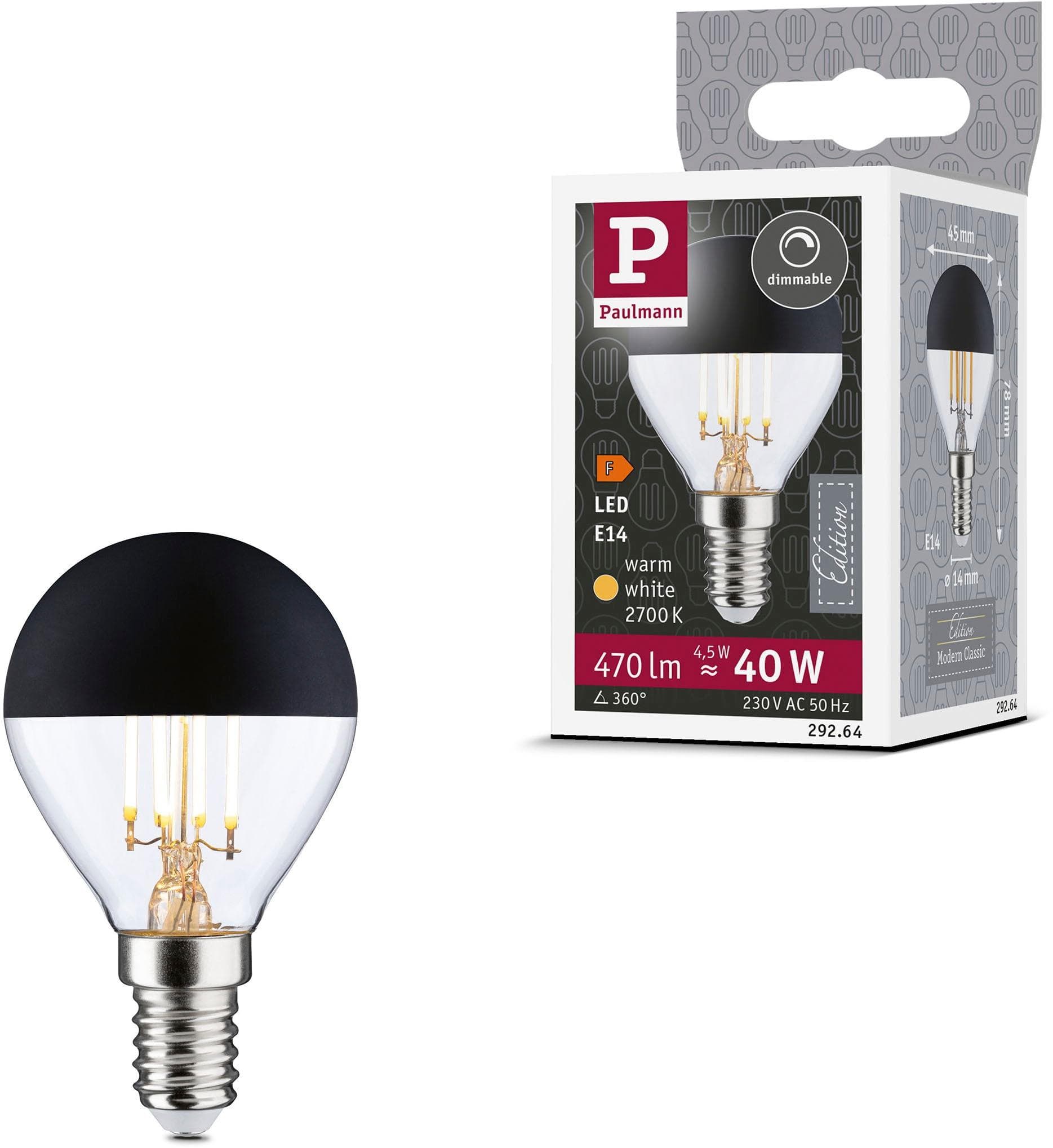 PAULMANN LED Tropfen Leuchtmittel E14 Schwarz Dimmbar 470lm