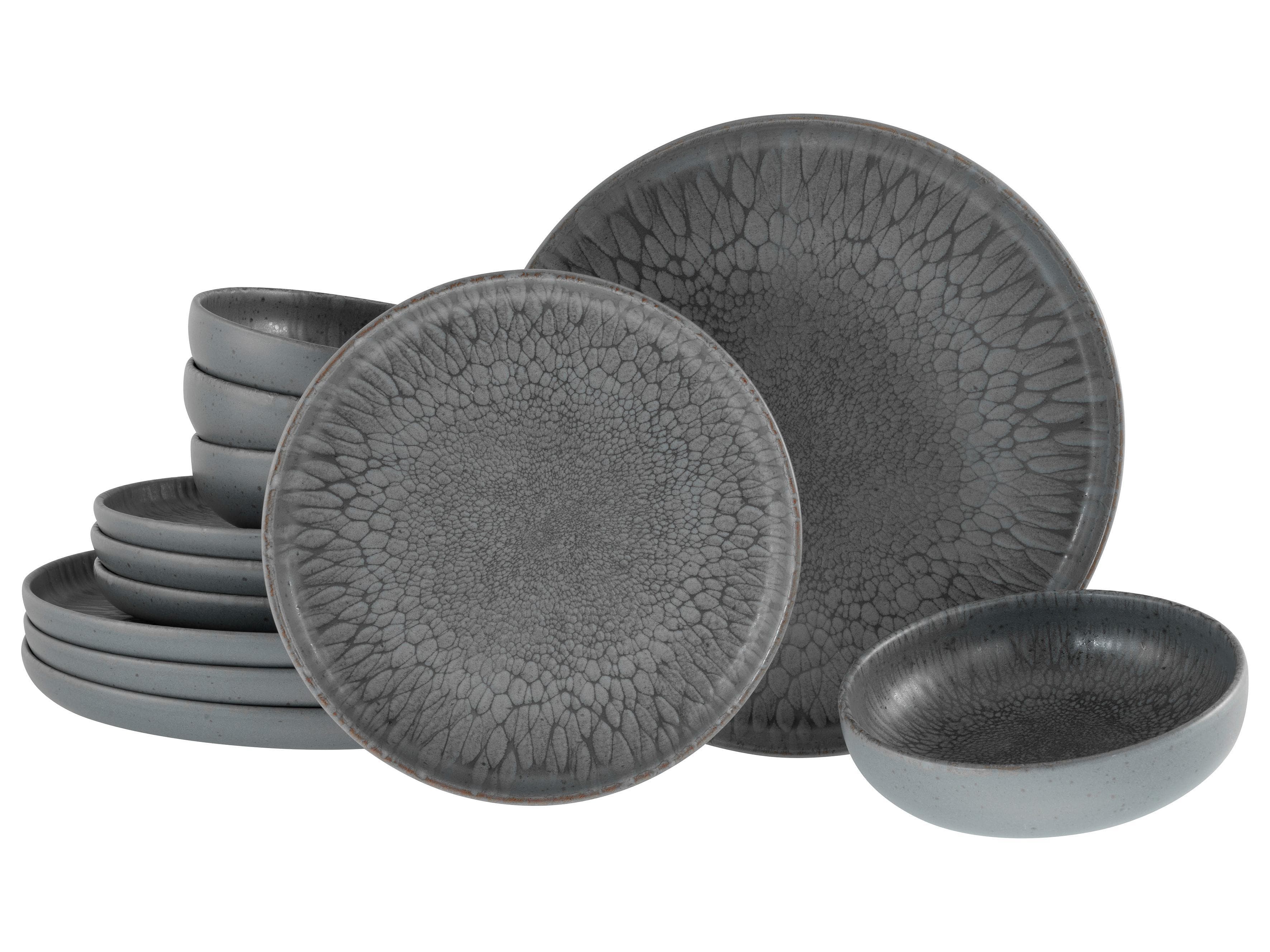Creatable Tafelservice Uno Volcano Anthrazit 12-teilig Keramik