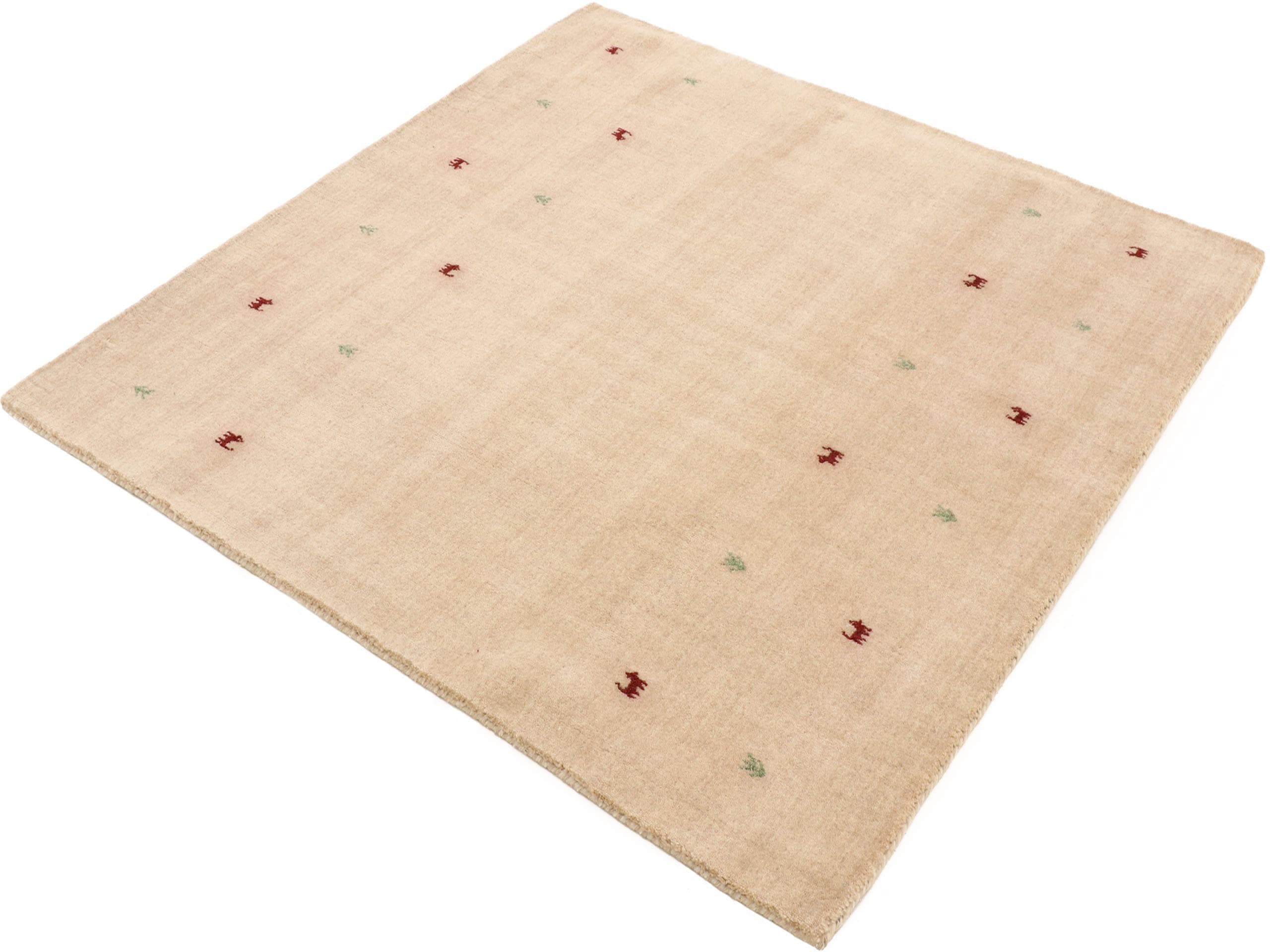 CARPETFINE Wollteppich Gabbeh-Uni Beige Handgewebt