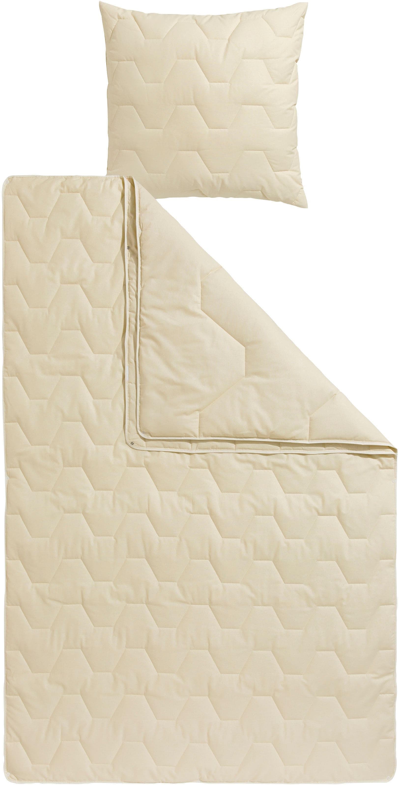 ÄLGDRÖM Naturfaserbettdecke + Kopfkissen Set 4-Jahreszeiten Beige