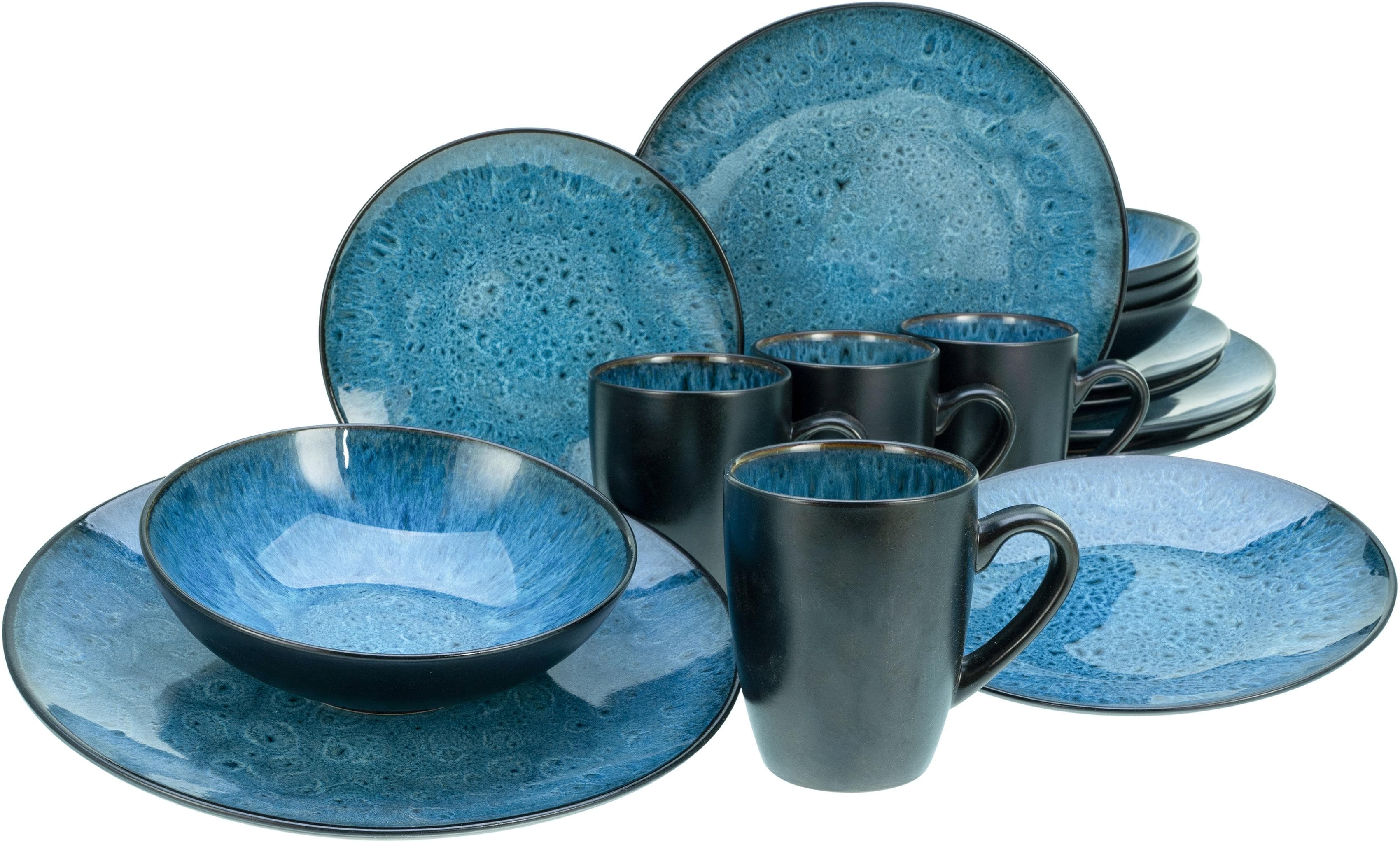 Creatable Kombiservice Capri Blau Keramik 16-teilig