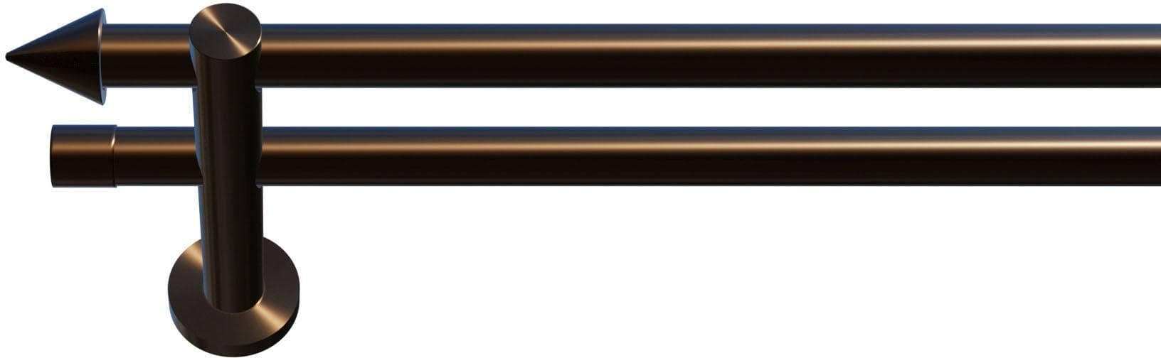 INDEKO Gardinenstange Calais braun-antik Edelstahl-Optik Komplett-Set