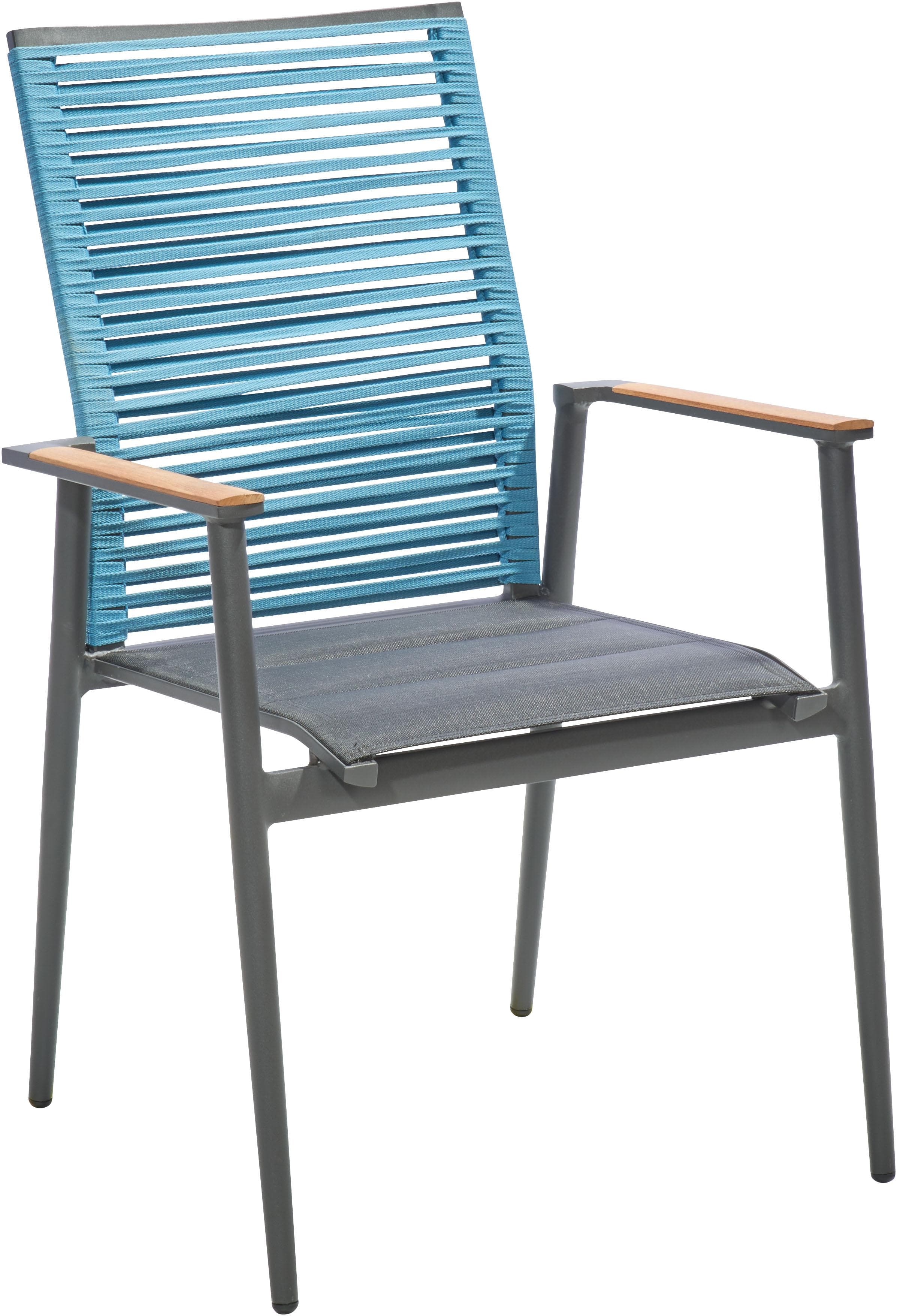MUSTERRING Freilicht Armlehnstuhl Schwarz/Blau Stapelbar