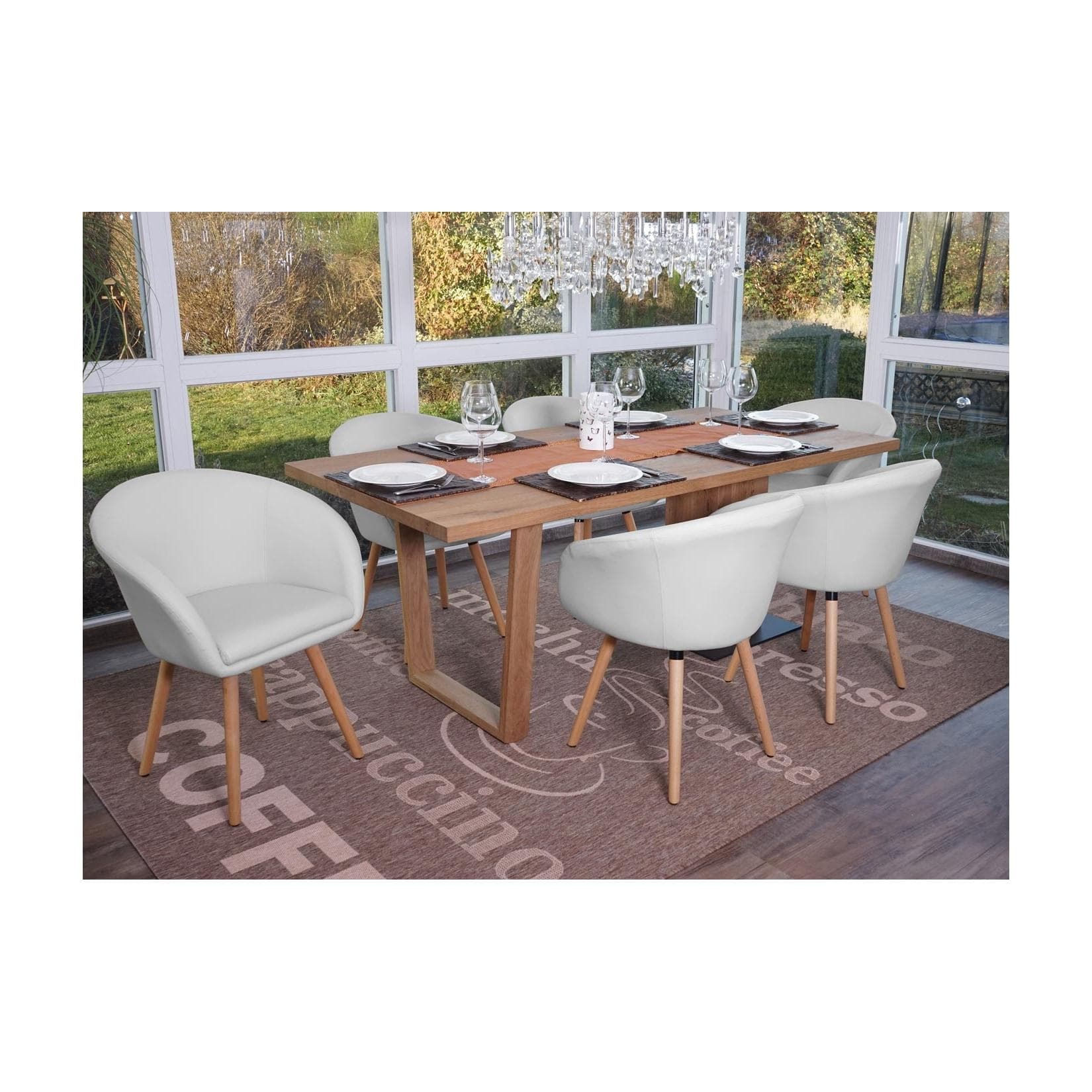 MCW 6er-Set Esszimmerstuhl Vaasa T633 Retro Weiß Kunstleder