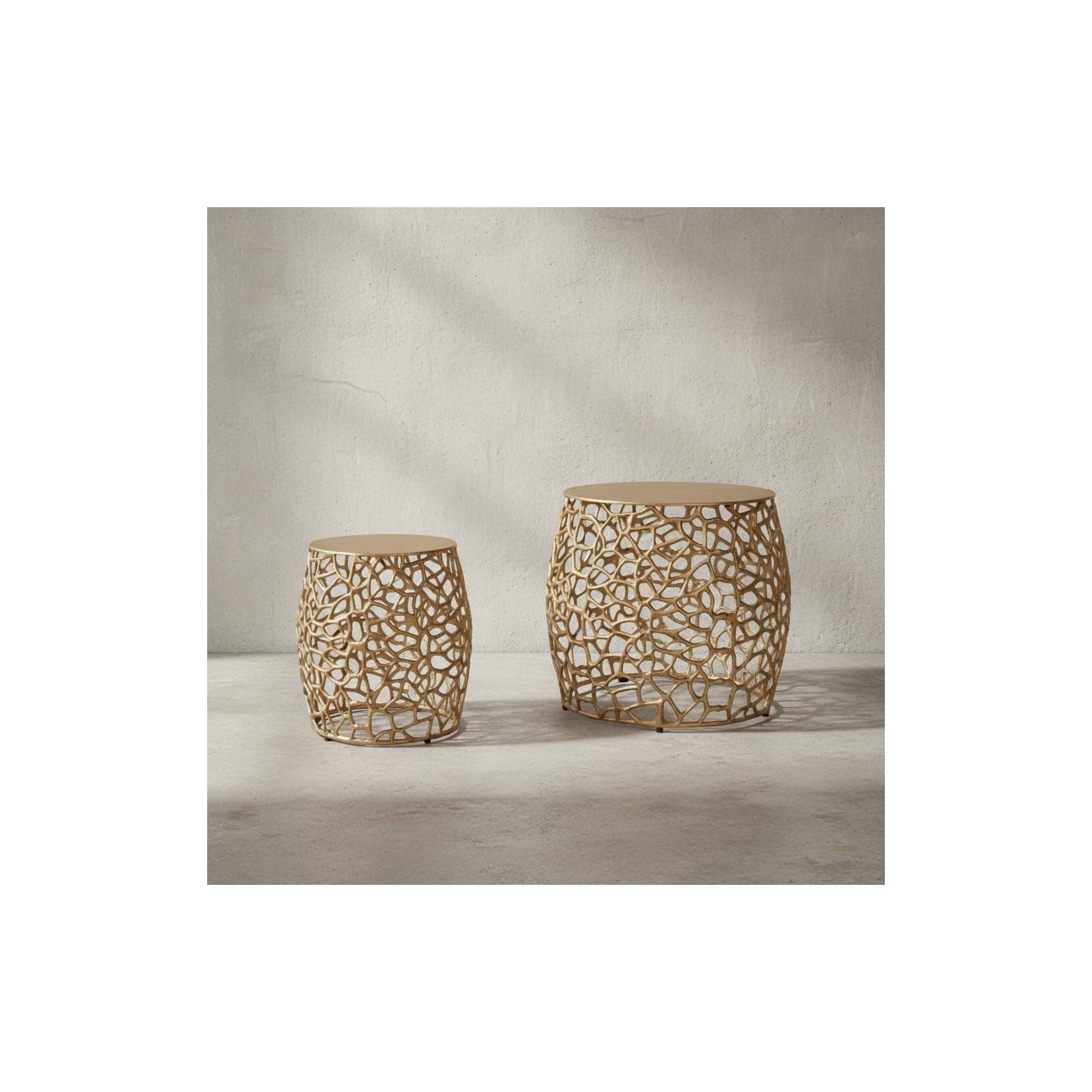 KADIMA DESIGN 2-teiliges Satztisch-Set Gold-Aluminium Handgefertigt