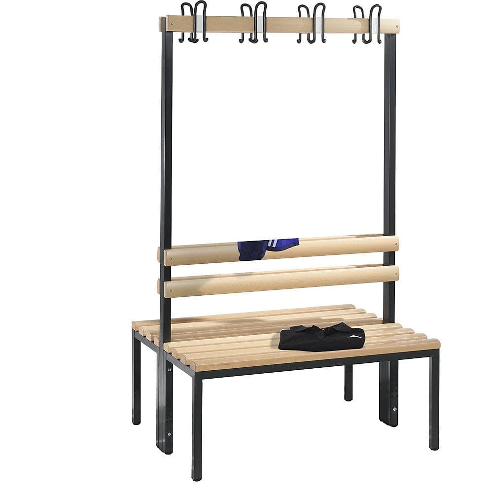 C+P Doppelseitige Garderobenbank Basic Schwarzgrau Buche