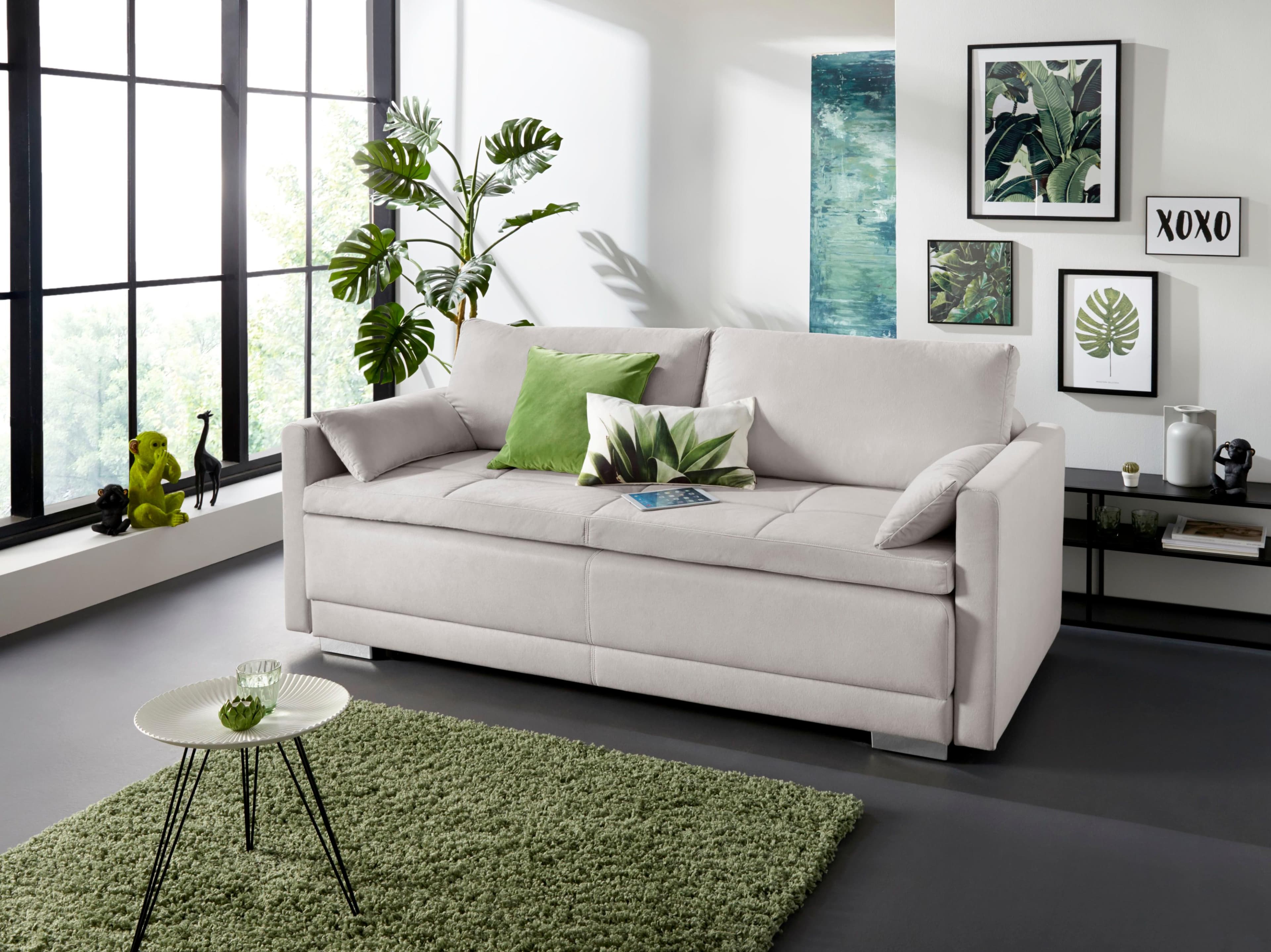 OTTO HOME Schlafsofa Berlin Silbergrau Microfaser mit Boxspringaufbau