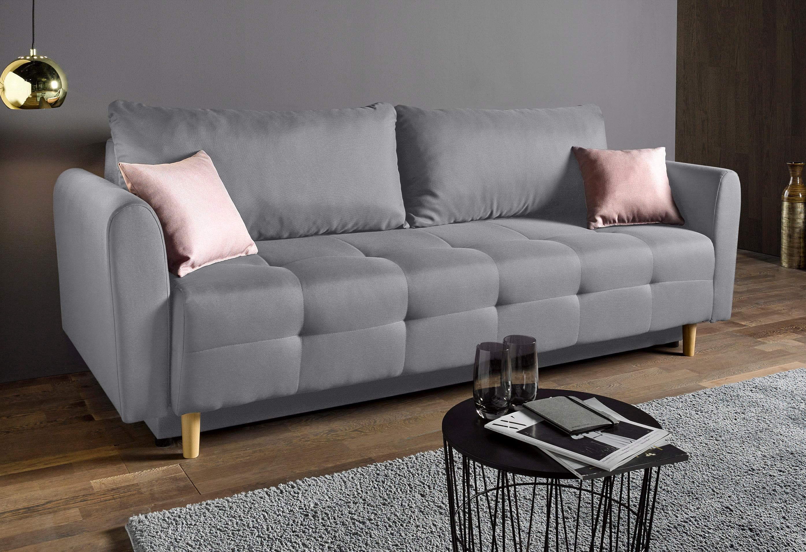 HOME AFFAIRE Schlafsofa Nordic Grau mit Bettkasten